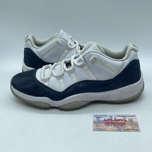 Size 12 - Jordan 11 Retro Low Snakeskin Blue Suede White Leather (CD6846-102)