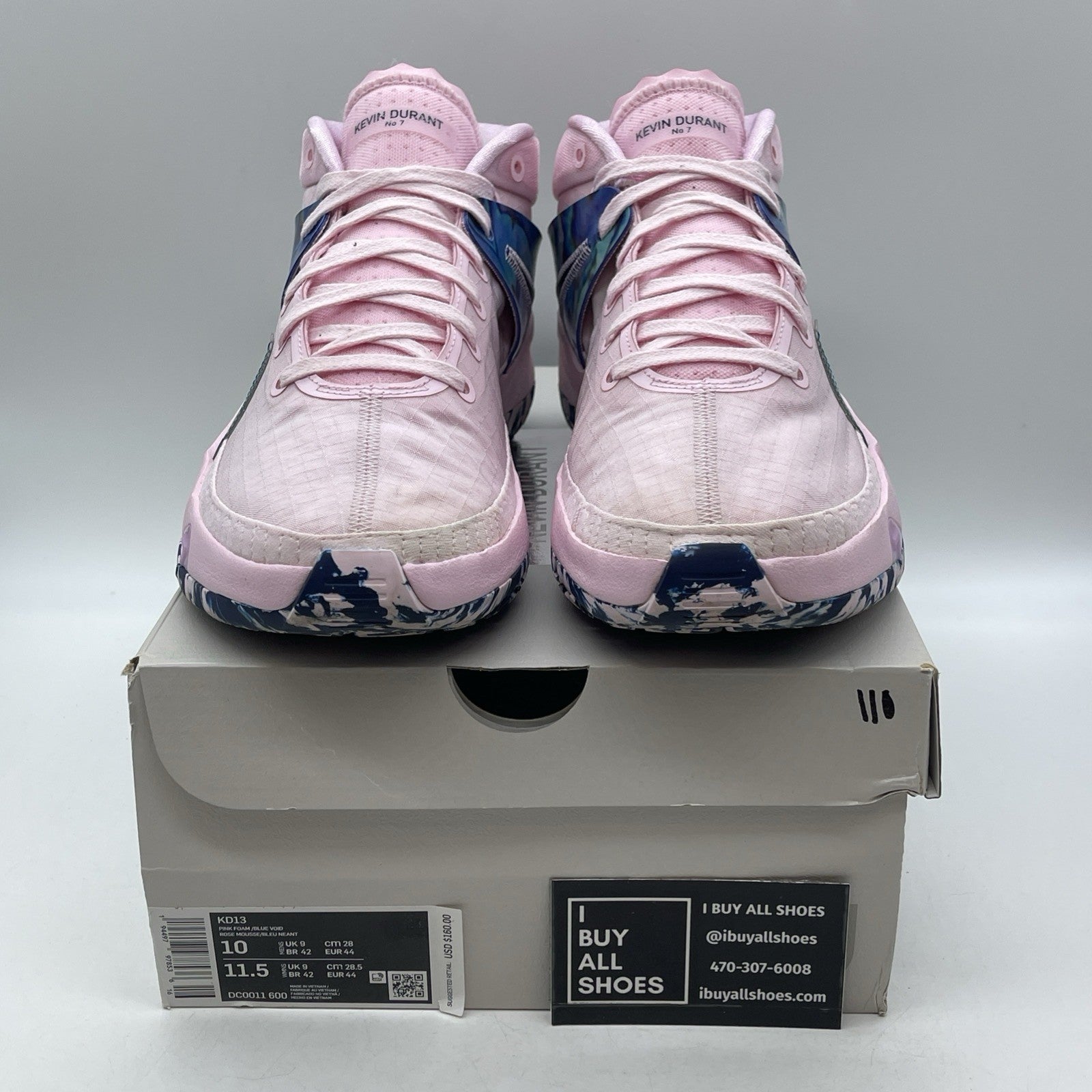 Size 10 - Nike KD 13 Aunt Pearl Blue Pink Leather (DC0011-600)