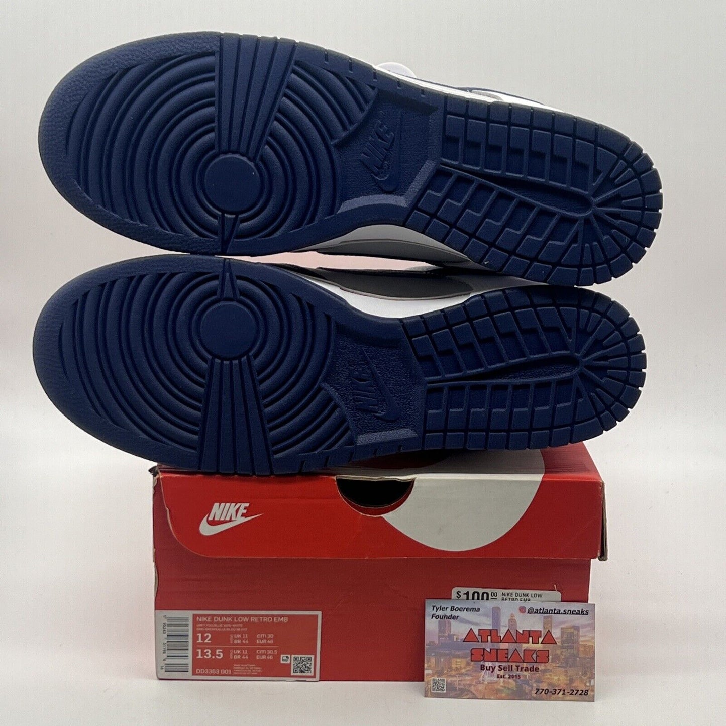 Size 12 - Nike NBA x Dunk EMB Low 75th Anniversary - Nets Navy White DD3363-001