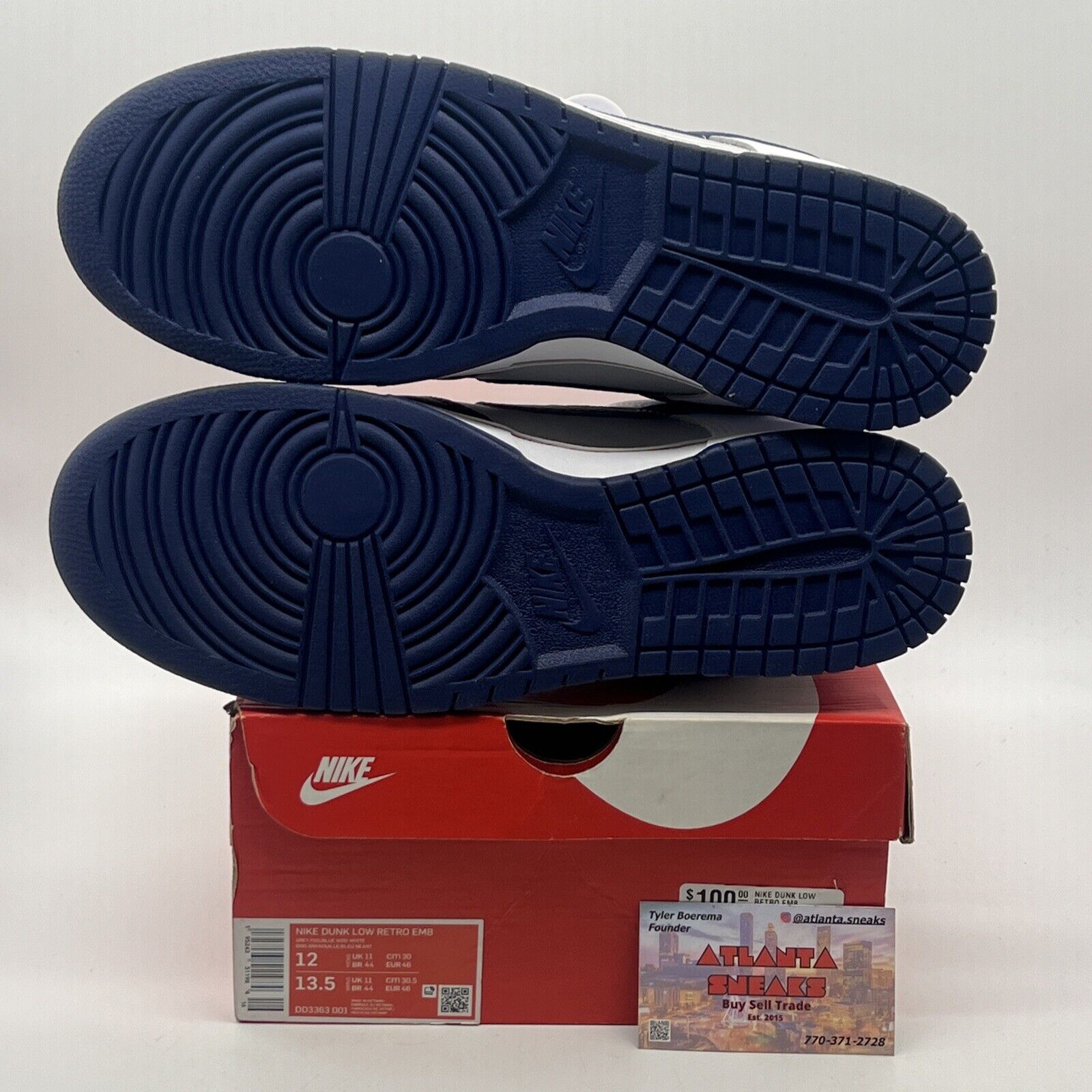 Size 12 - Nike NBA x Dunk EMB Low 75th Anniversary - Nets Navy White DD3363-001