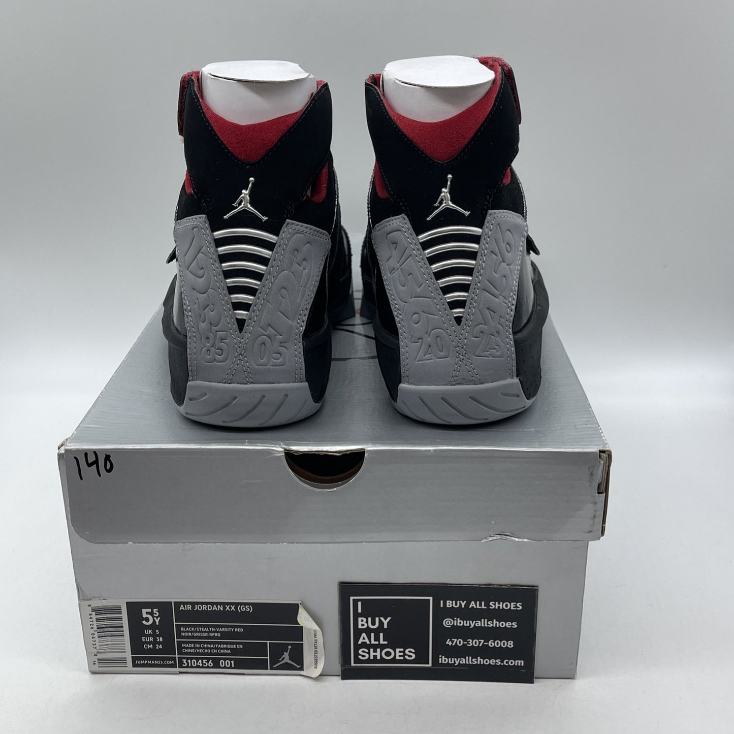 Size 5.5Y (GS) - Air Jordan 20 OG 2005 Mid Stealth Black Leather (310456-001)