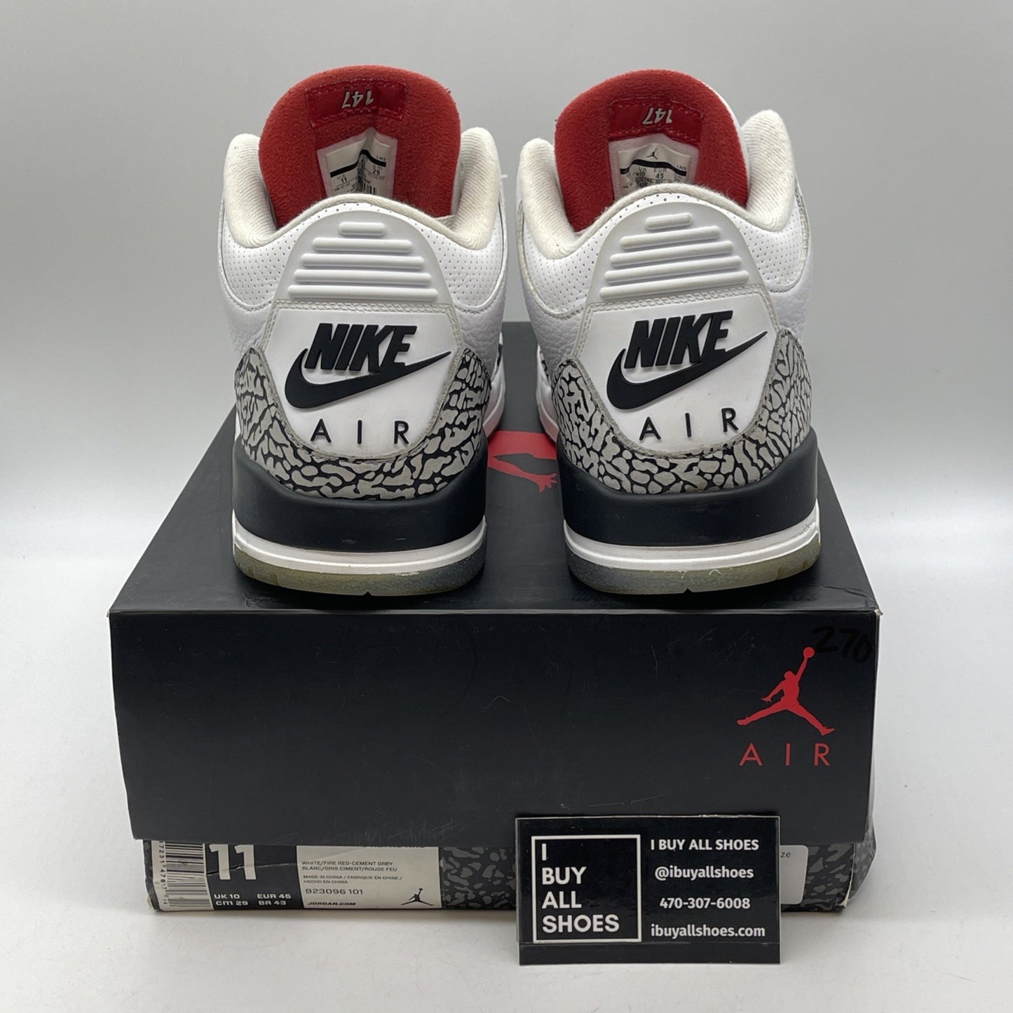 Size 11 - Air Jordan 3 Retro NRG Free Throw Line White Grey (923096-101)