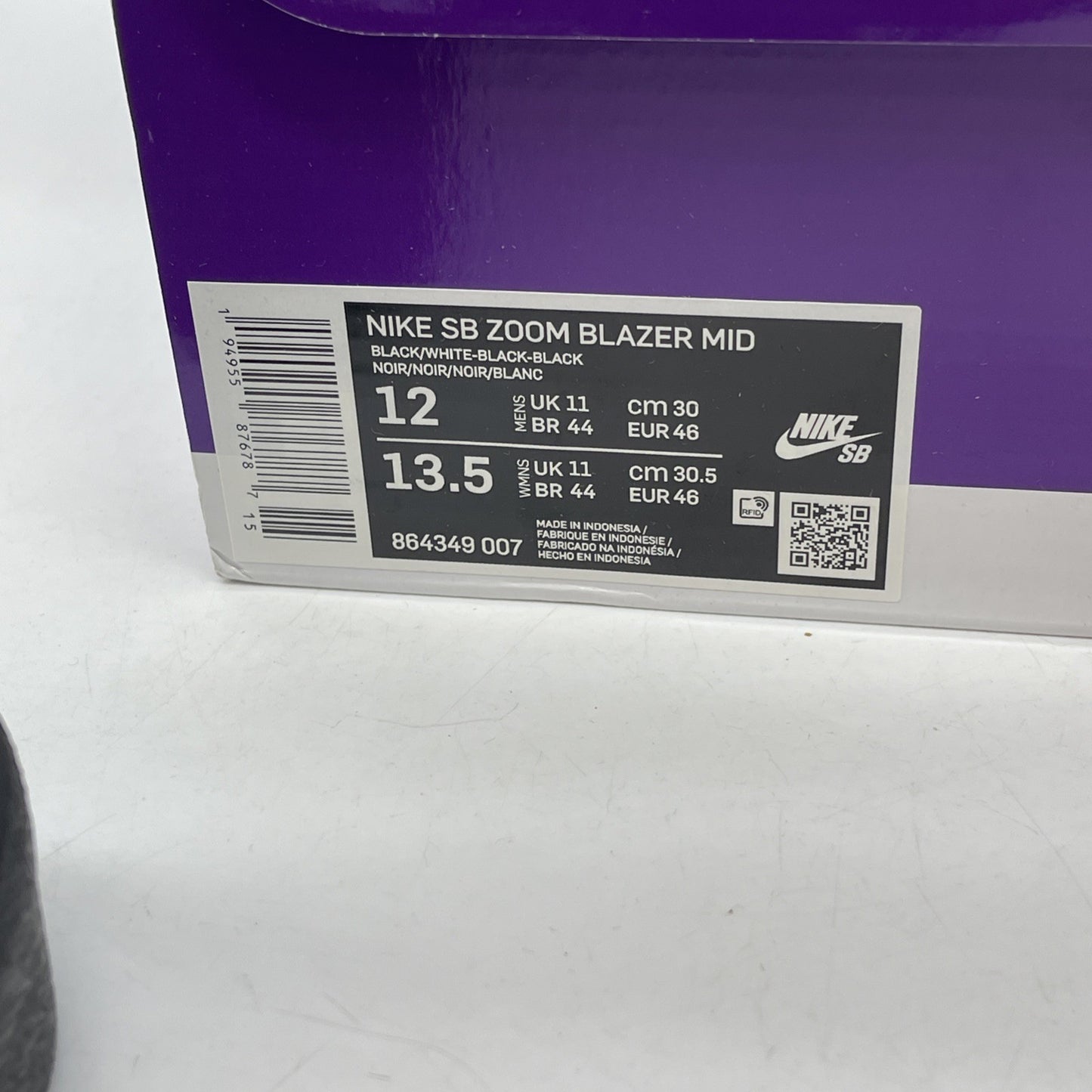 Size 12 - Nike Zoom Blazer SB Mid Black White Suede Leather (864349-007)