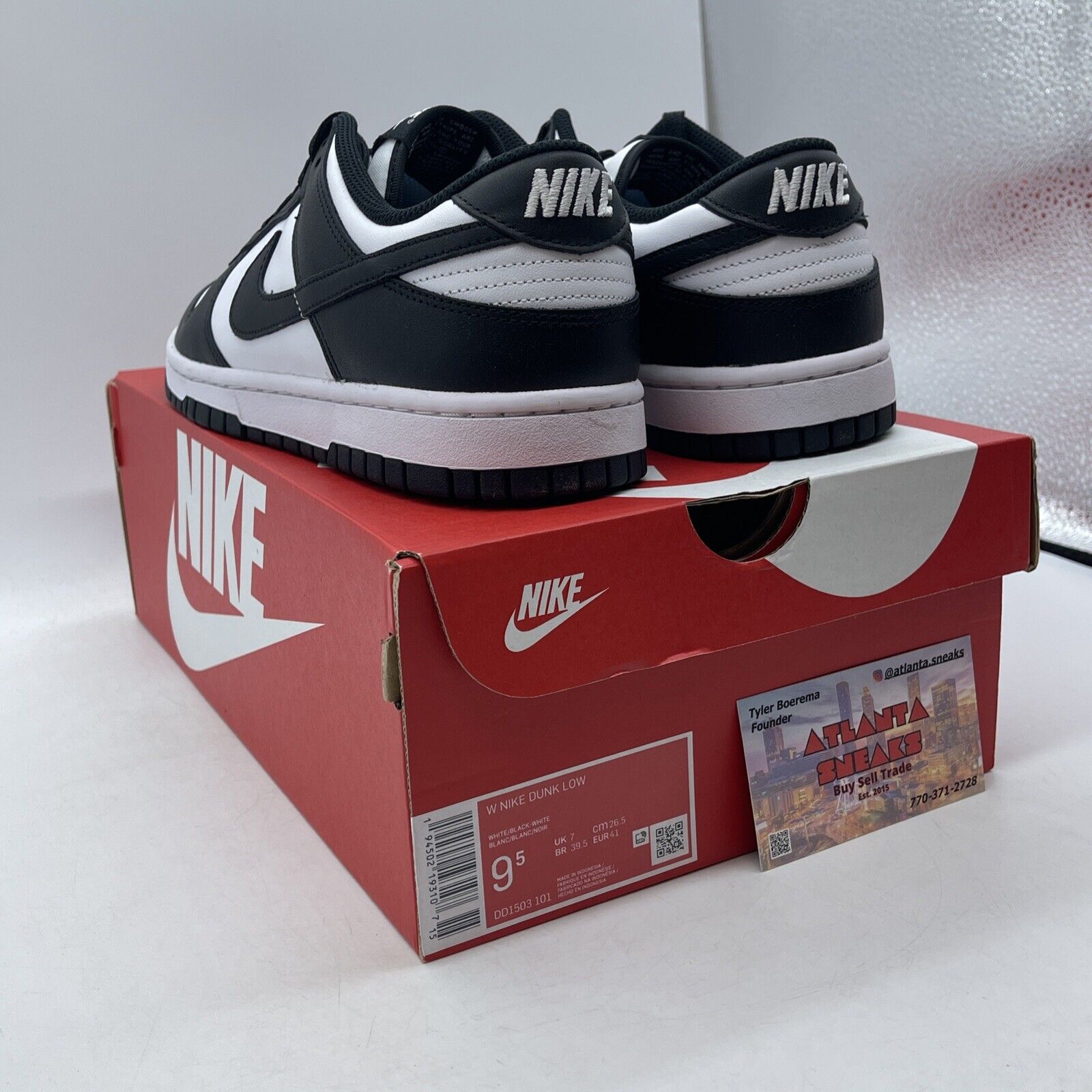 Size 9.5W - Nike Dunk Low Black White Leather (DD1503-101)