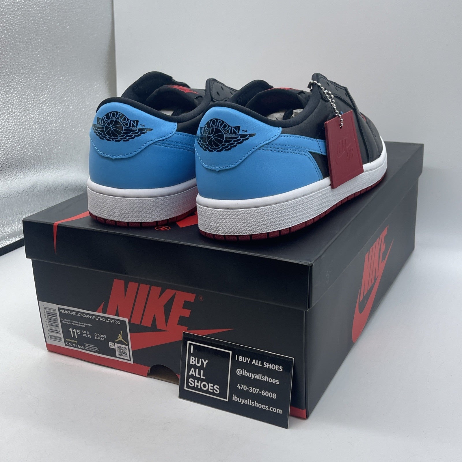Size 11.5W - Air Jordan 1 Retro OG Low NC to Chi Black Red Blue (CZ0775-046)