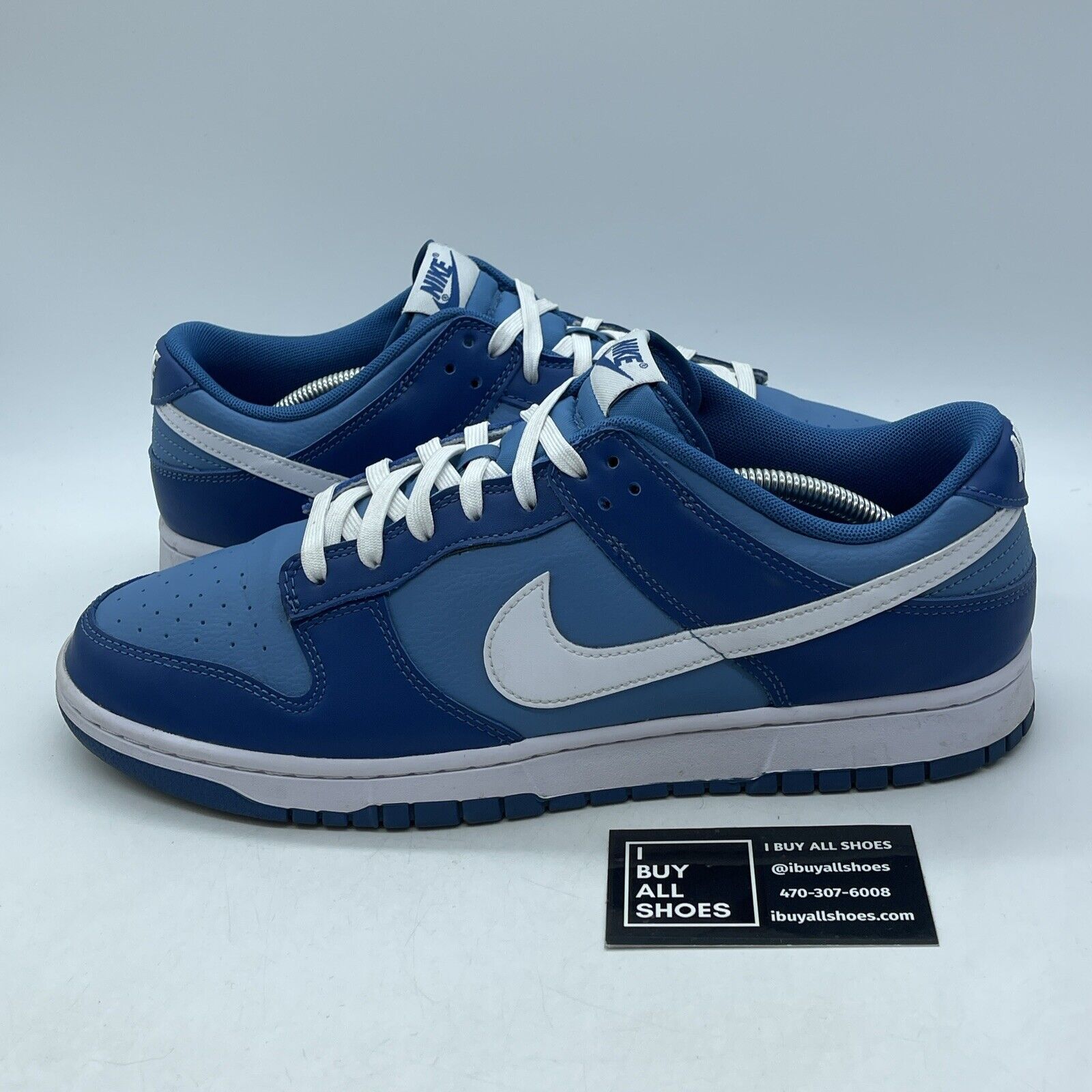 Size 12.5 - Nike Dunk Low Dark Marina Blue White Leather Suede (DJ6188-400)