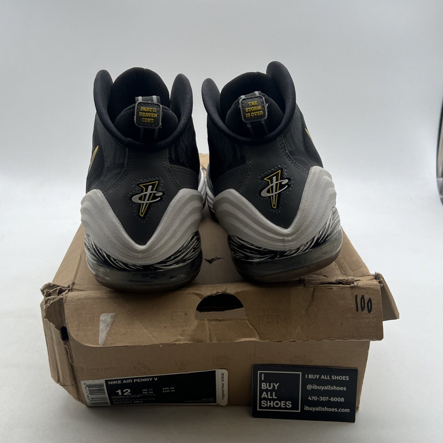 Size 12 - Nike Air Penny 5 Black Grey Tour Yellow (537331-001)