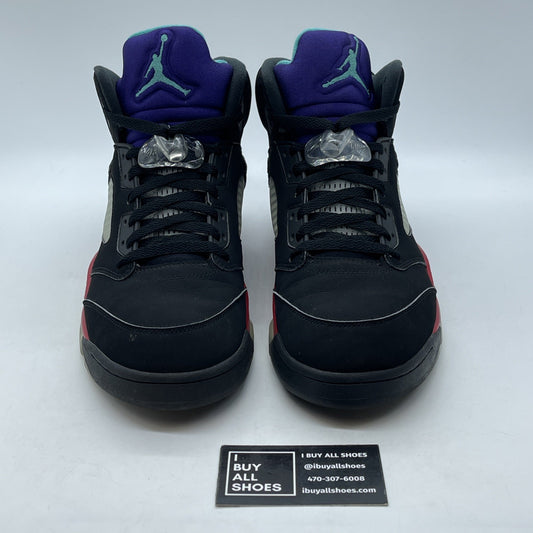 Size 11.5 - Jordan 5 Retro Top 3 Black 2020 Red White Suede (CZ1786-001)