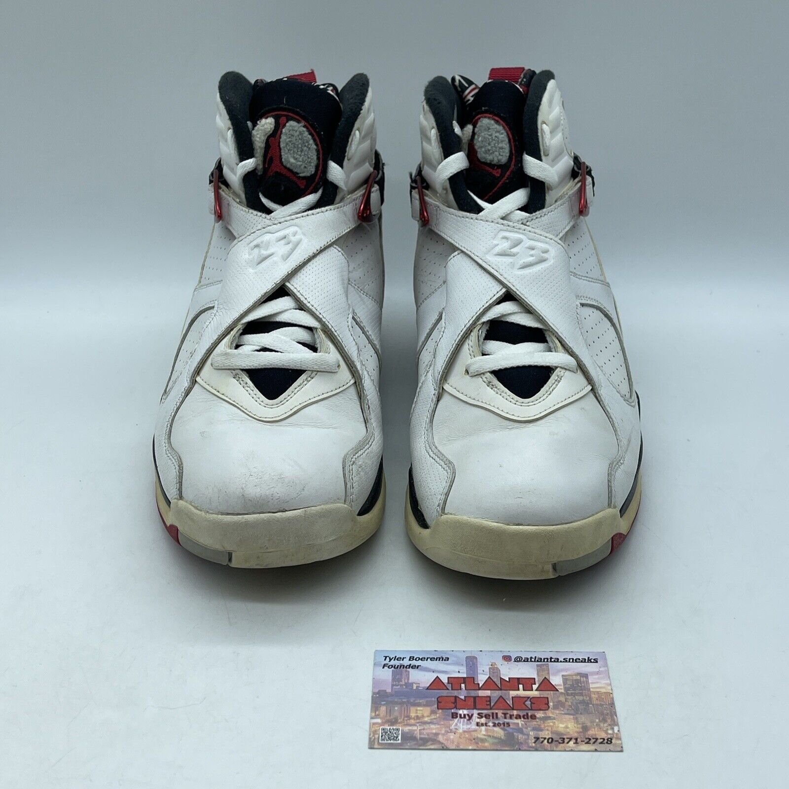 Size 10 - Air Jordan 8 Retro Alternate WhitSize Black Red Leather (305381-104)