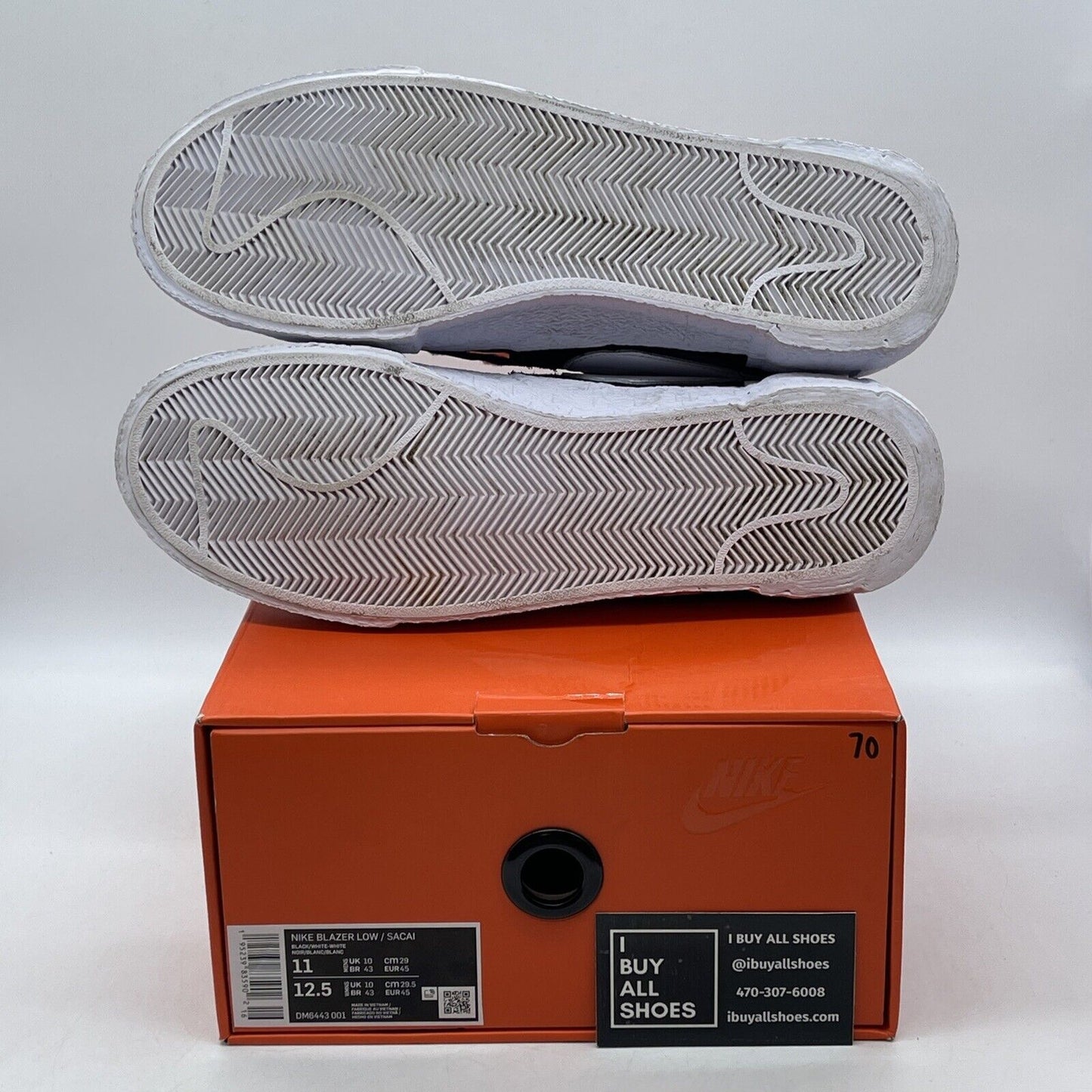 Size 11 - Nike sacai x Blazer Low Black Patent White Suede Leather (DM6443-001)