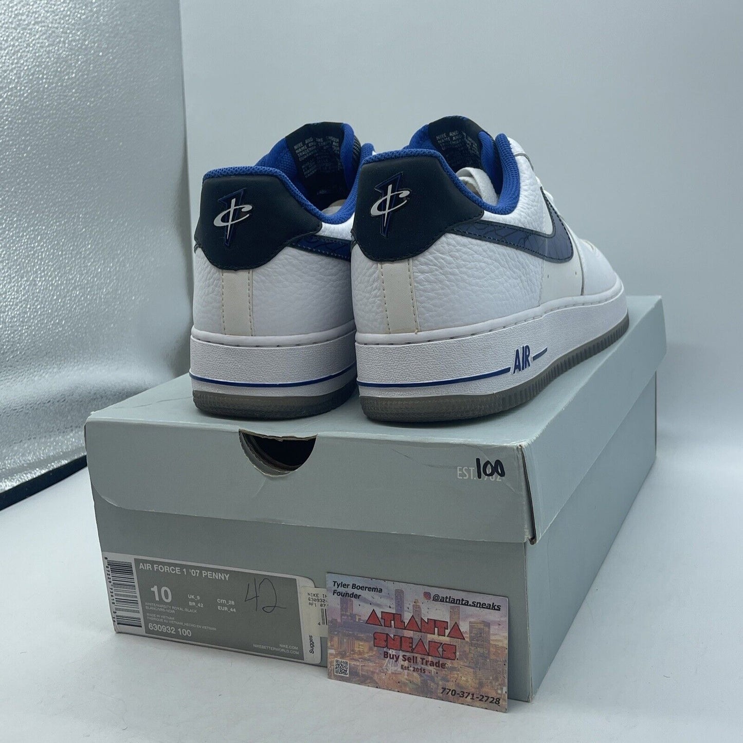 Size 10 - Nike Air Force 1 '07 Penny Hardaway Blue White Leather (630932-100)