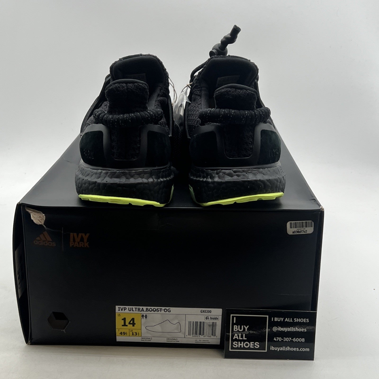 Size 14 - Adidas Ivy Park x UltraBoost Black Hi-Res Yellow (GX0200)