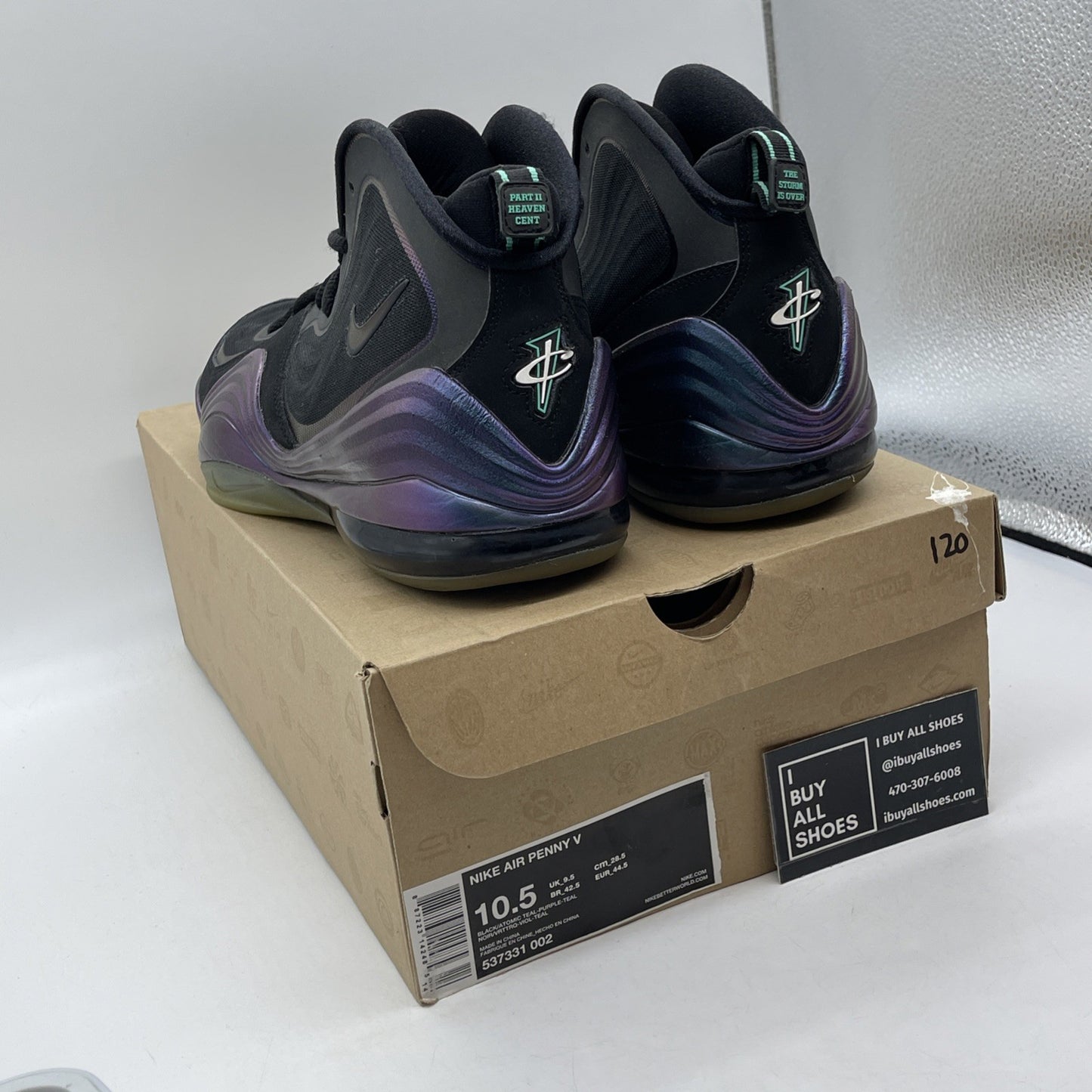 Size 10.5 - Nike Air Penny 5 Invisibility Cloak Black Suede (537331-002)