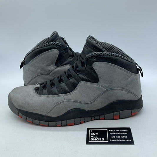 Size 12 - Air Jordan 10 Retro Cool Grey Black Orange Suede Leather (310805-023)