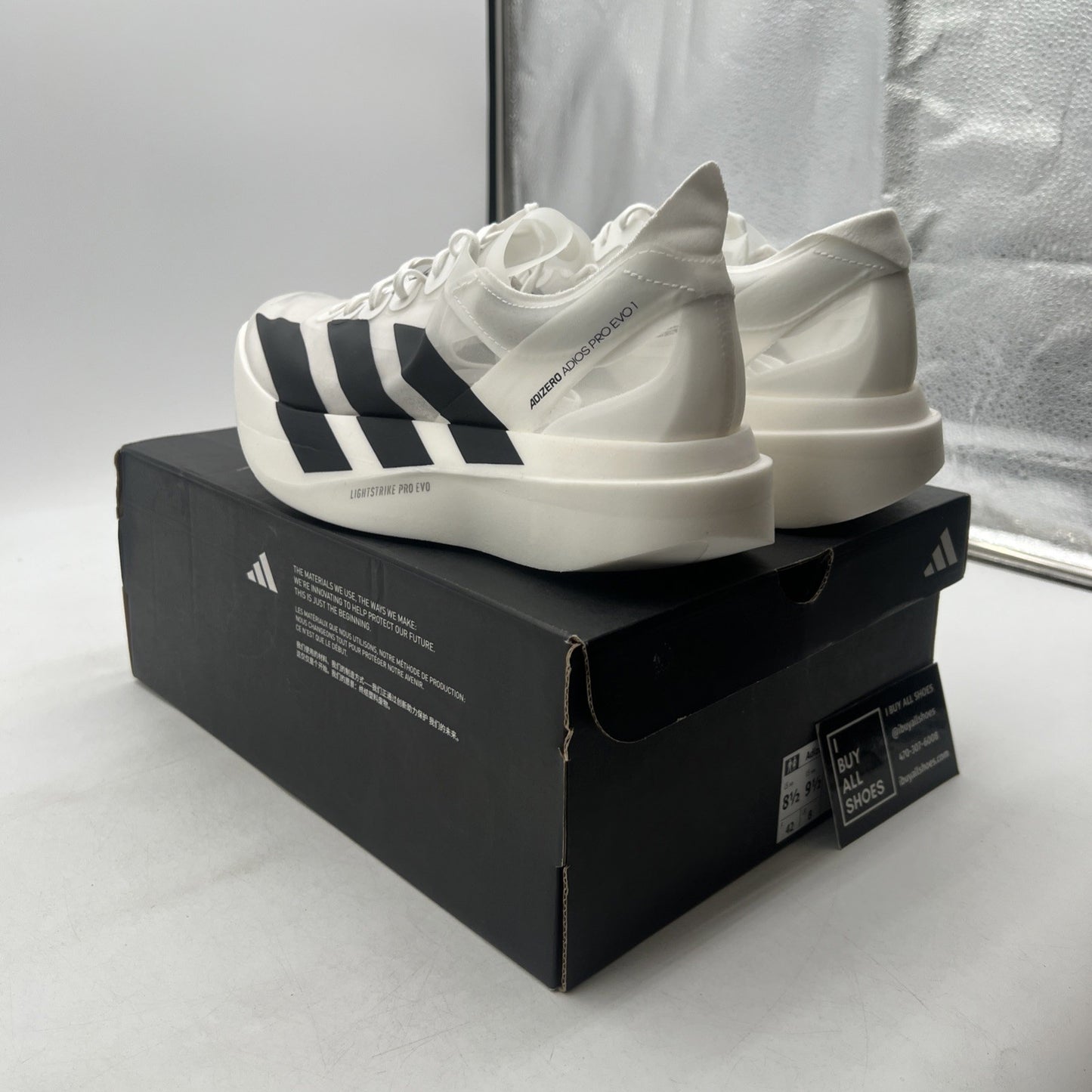 Size 8.5 - adidas Adizero Adios Pro Evo 1 White Black (IH5564)