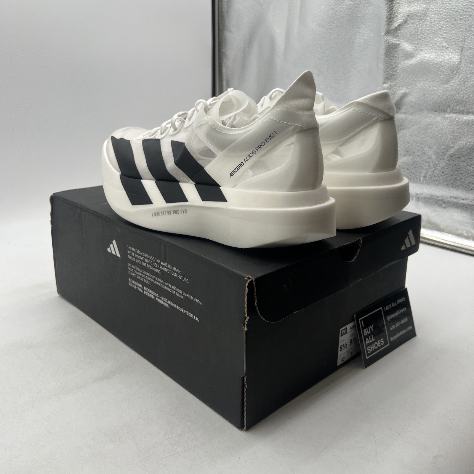 Size 8.5 - adidas Adizero Adios Pro Evo 1 White Black (IH5564)
