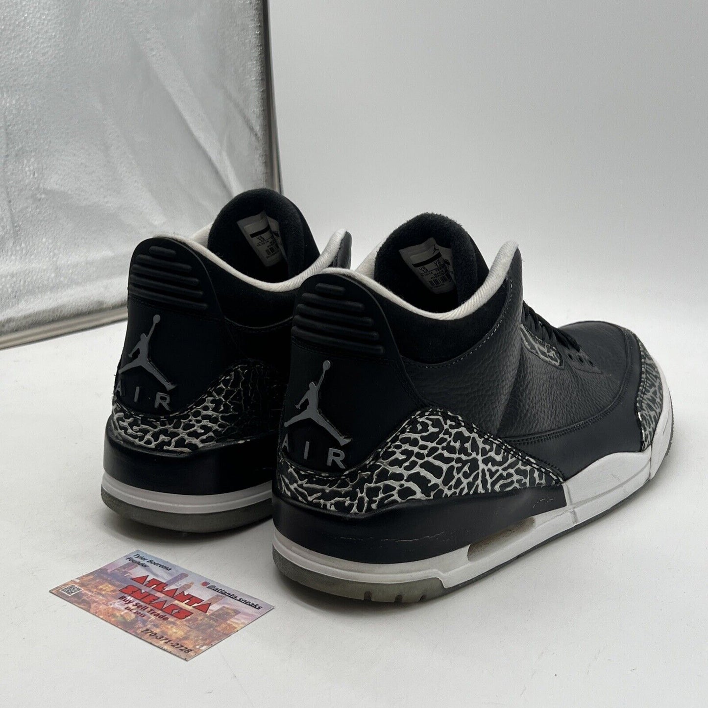 Size 13 - Air Jordan 3 Retro Wolf Grey Black White Leather Customs (136064-004)