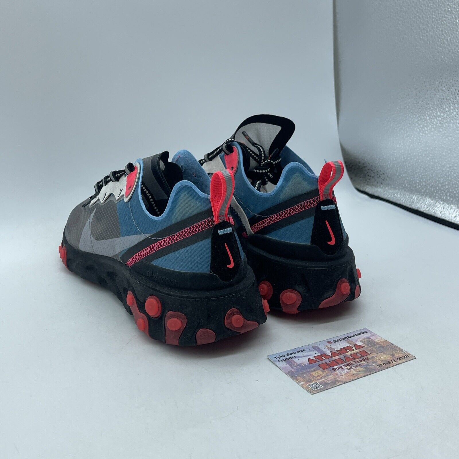 Size 8.5 - Nike React Element 87 Solar Red Black Blue Suede Leather (AQ1090-008)