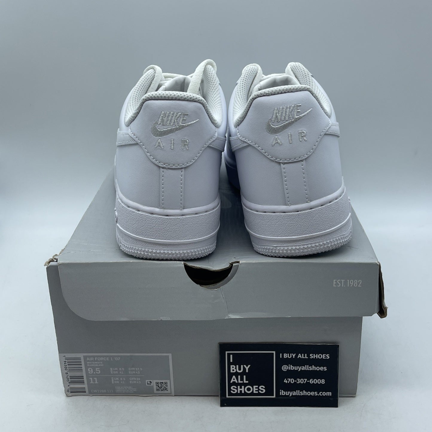 Size 9.5 - Nike Air Force 1 '07 Low Triple White (CW2288-111)