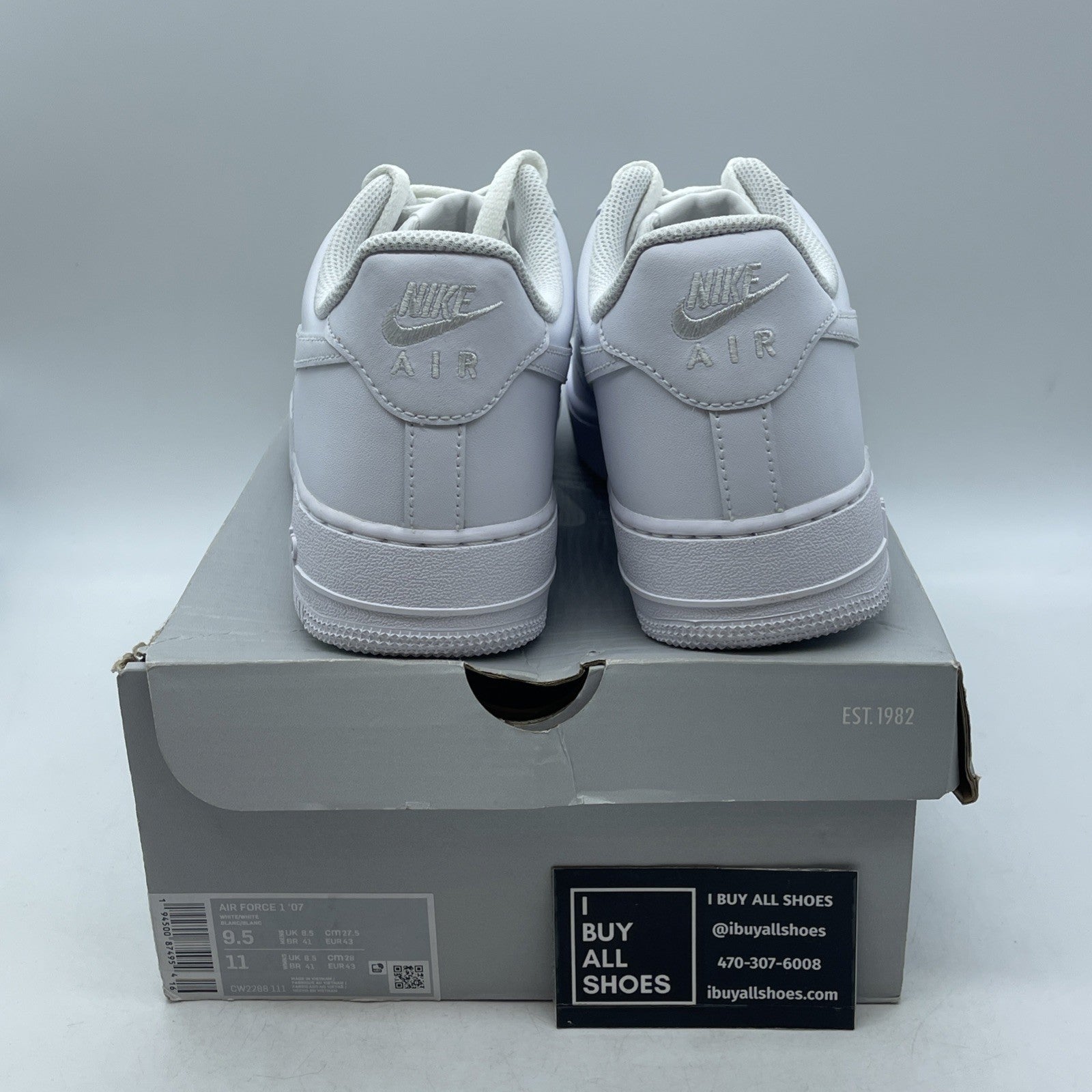 Size 9.5 - Nike Air Force 1 '07 Low Triple White (CW2288-111)