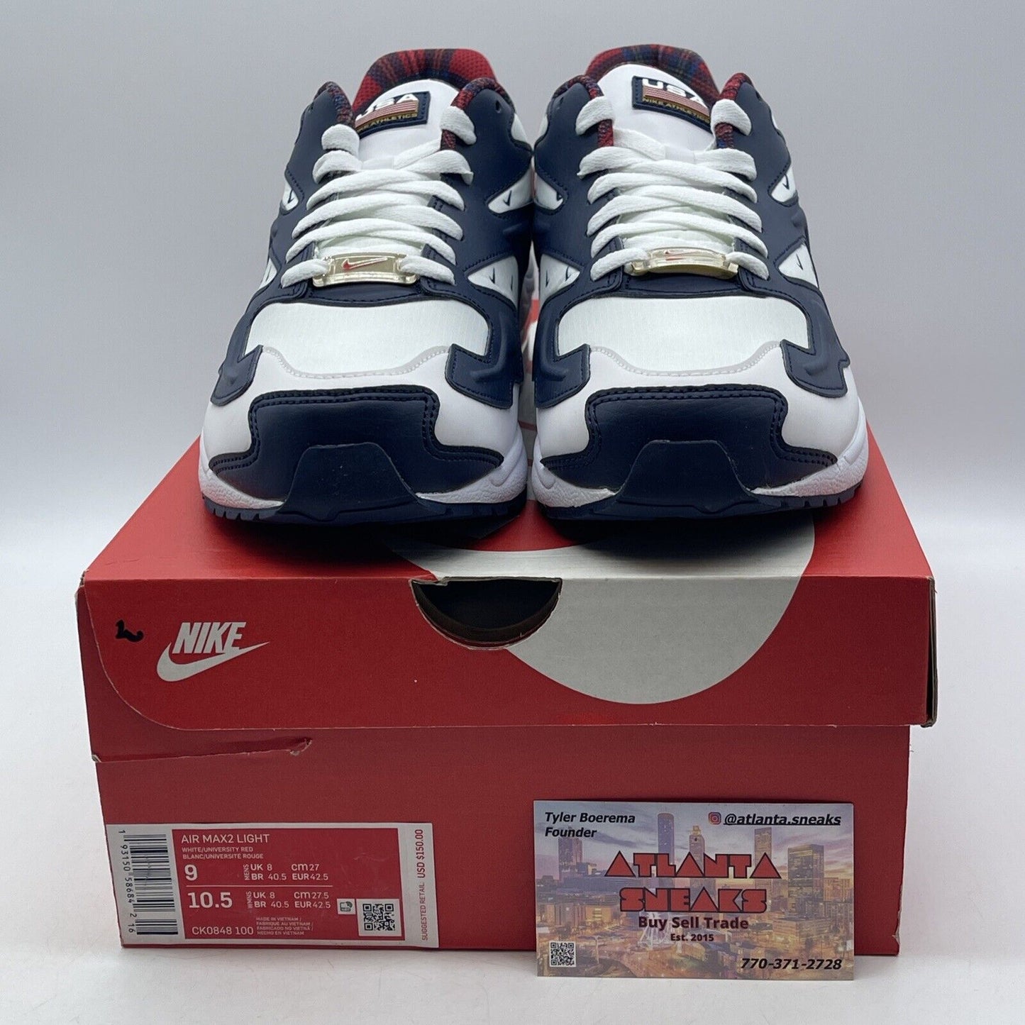 Size 9 - Nike Air Max 2 Light USA Blue Red White Suede Leather (CK0848-100)