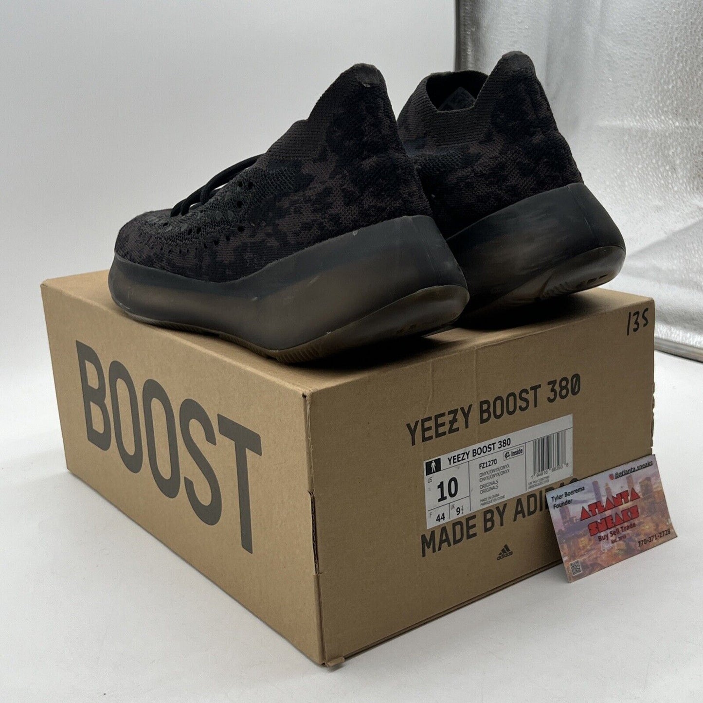 Size 10 - adidas Yeezy Boost 380 Onyx Non-Reflective Black Brown (FZ1270)