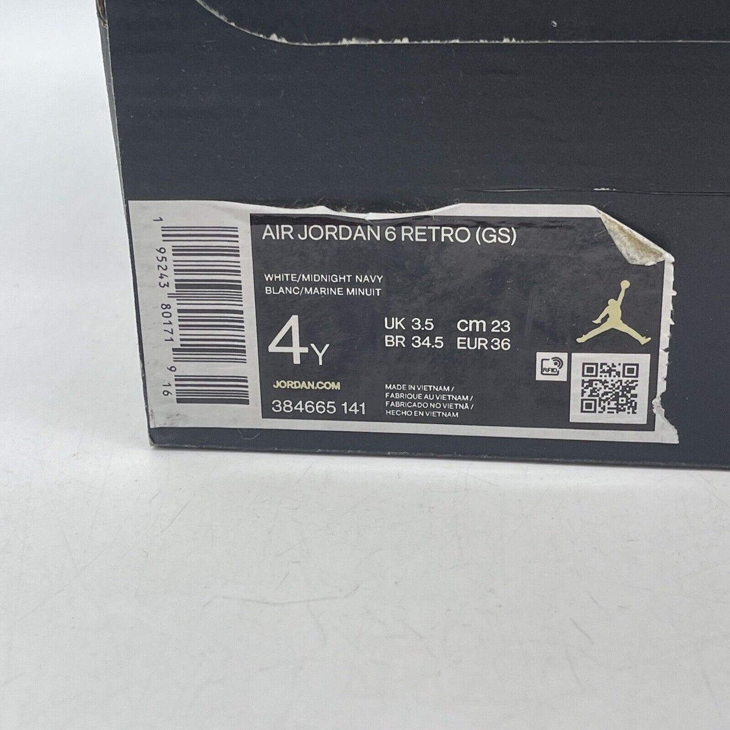 Size 4Y - Jordan 6 Retro Midnight Navy White Leather (384665-141)