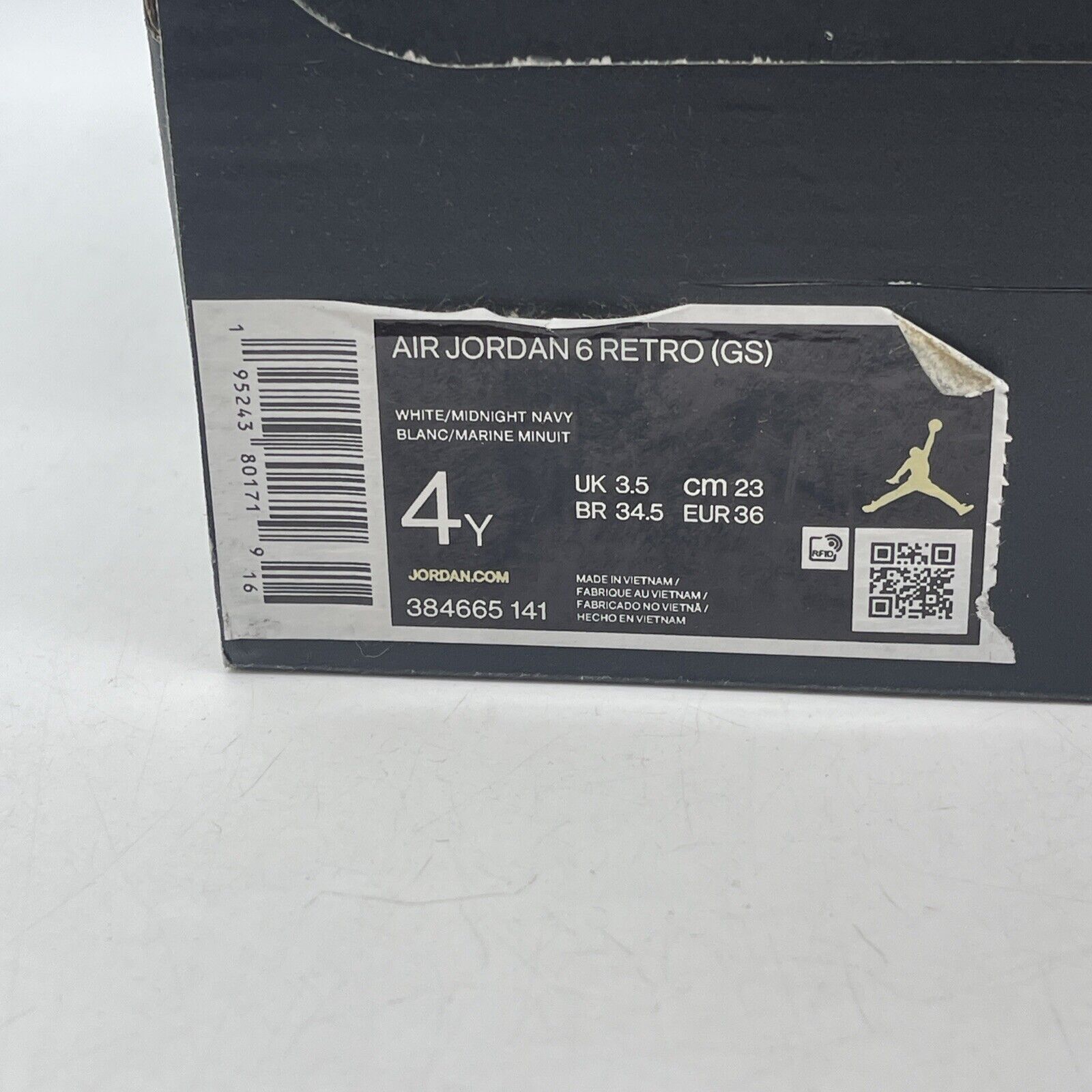 Size 4Y - Jordan 6 Retro Midnight Navy White Leather (384665-141)