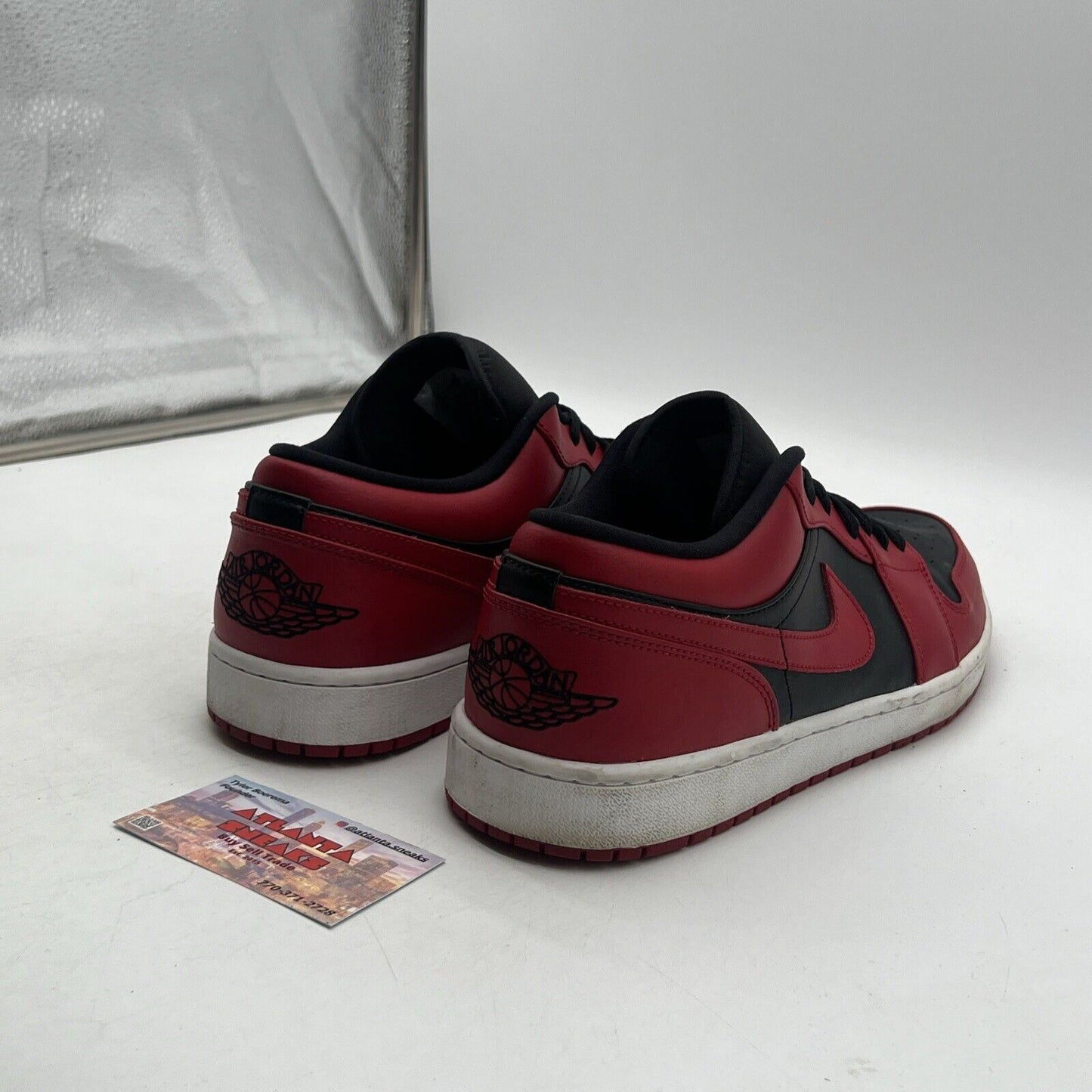 Size 13 - Air Jordan 1 Low Reverse Bred Black Red White Leather (553558-606)