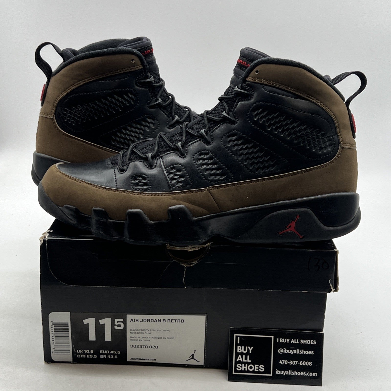 Size 11.5 - Air Jordan 9 Retro 2012 Olive (302370-020)