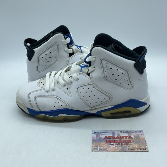 Size 7Y (GS) - Jordan 6 Retro Mid Sport Blue White Leather (384665-107)