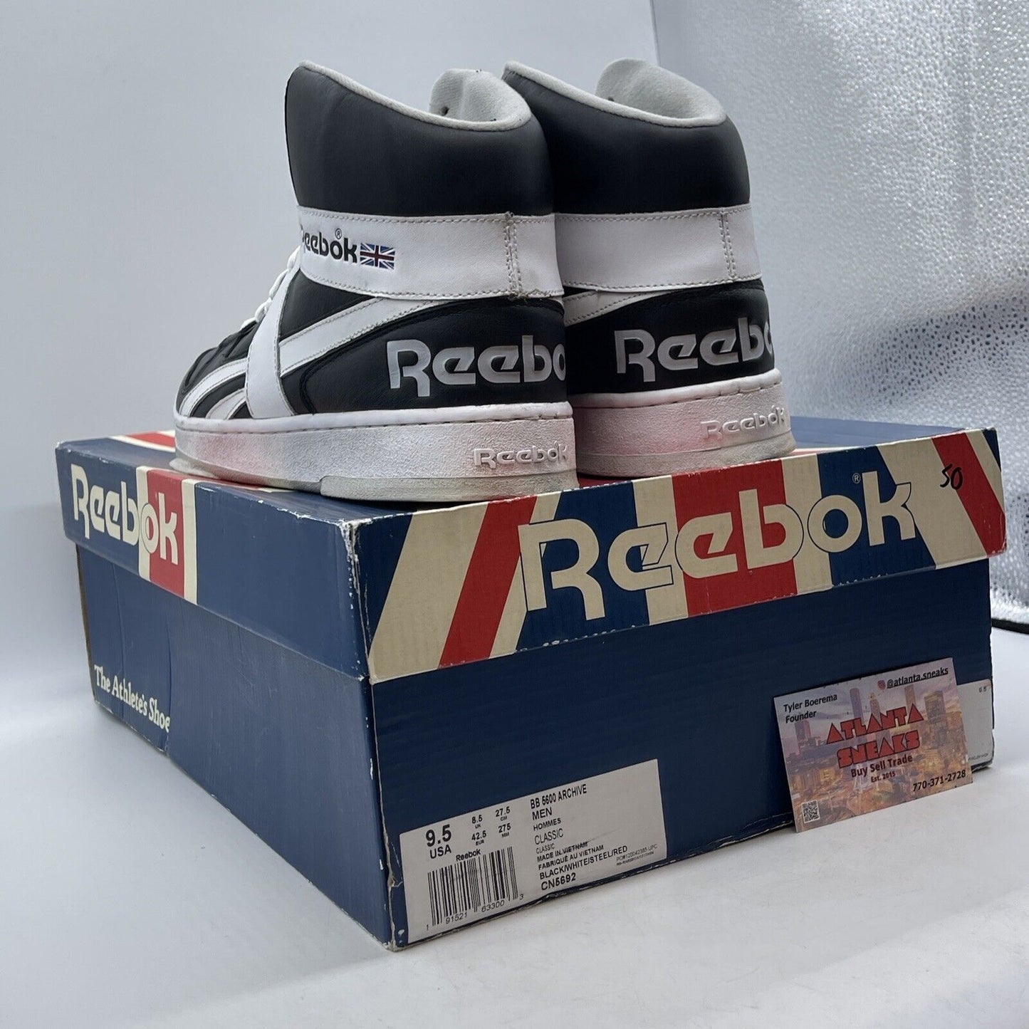 Size 9.5 - Reebok BB 5600 Archive Black White Grey Leather (CN5692)