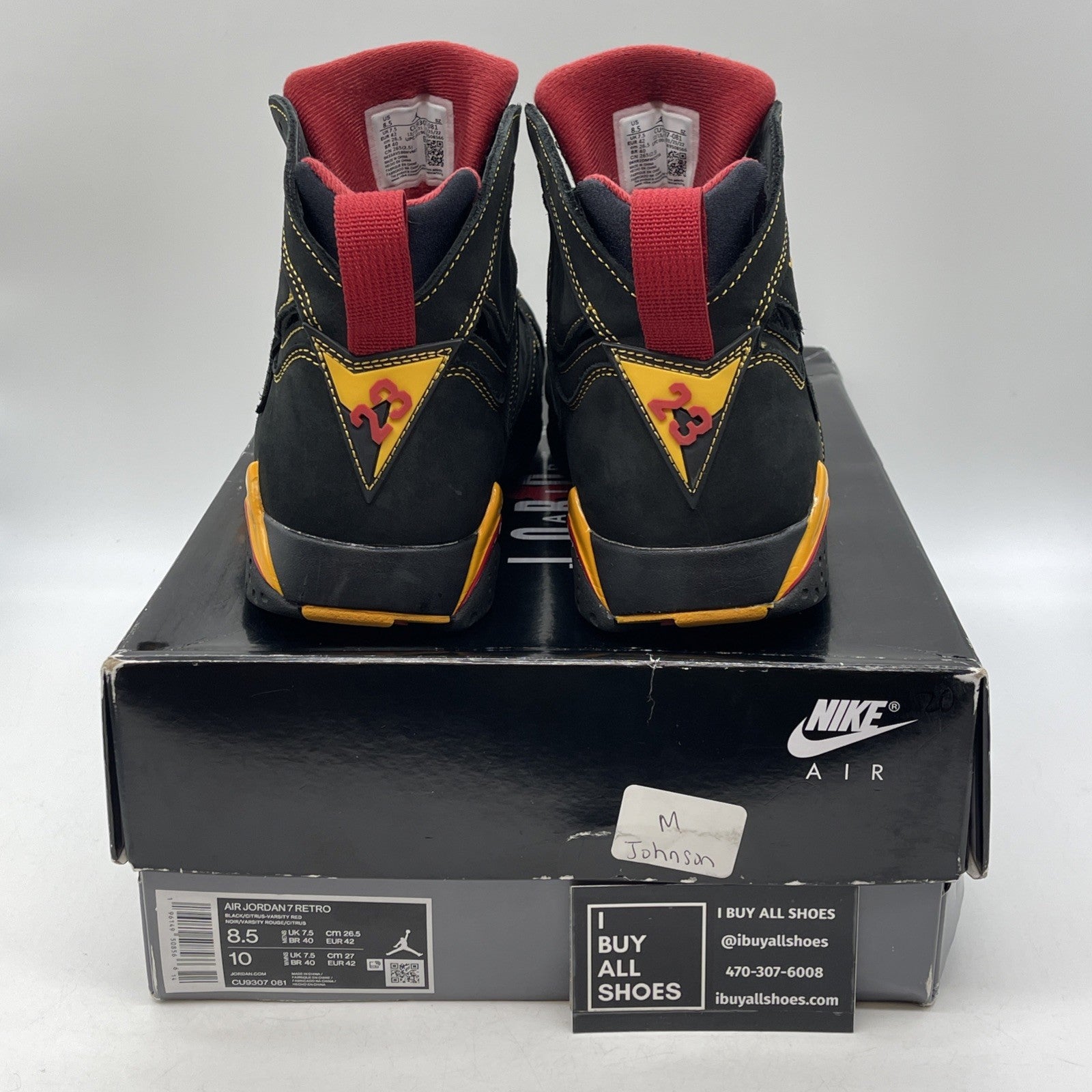 Size 8.5 - Jordan 7 Retro Citrus Black Yellow Black Suede (CU9307-081)