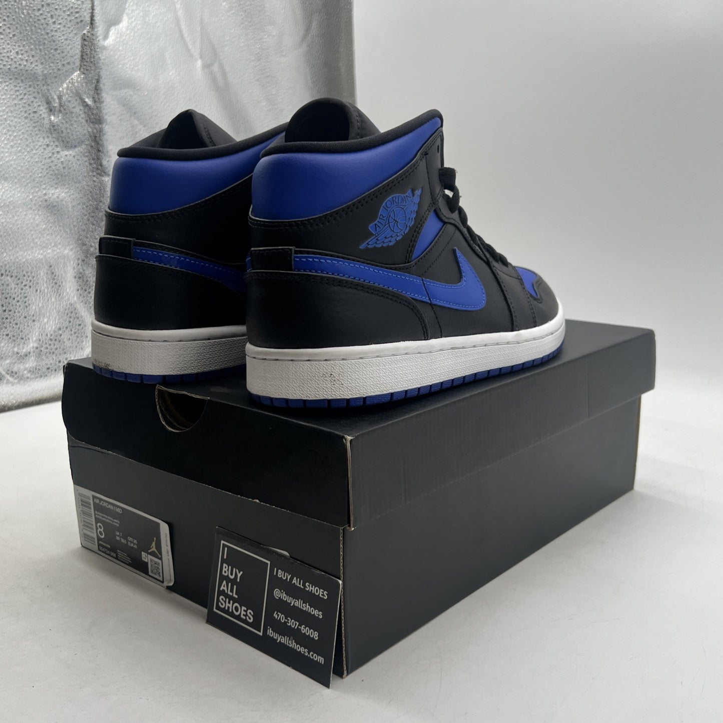 Size 8 - Air Jordan 1 Mid Black Hyper Royal (554724-068)