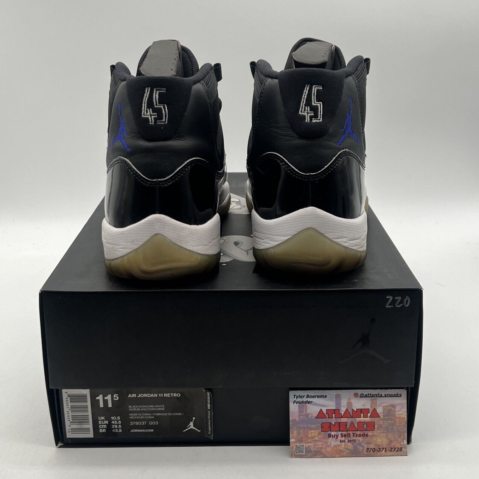 Size 11.5 - Jordan 11 Retro High Space Jam Black White Blue Leather (378037-003)