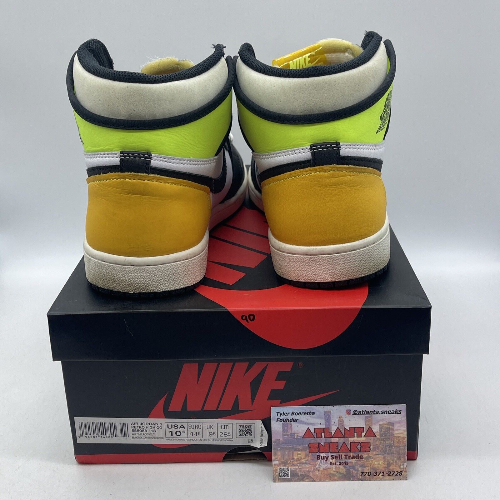 Size 10.5 - Jordan 1 Retro High OG Volt Yellow White Leather (555088-118)