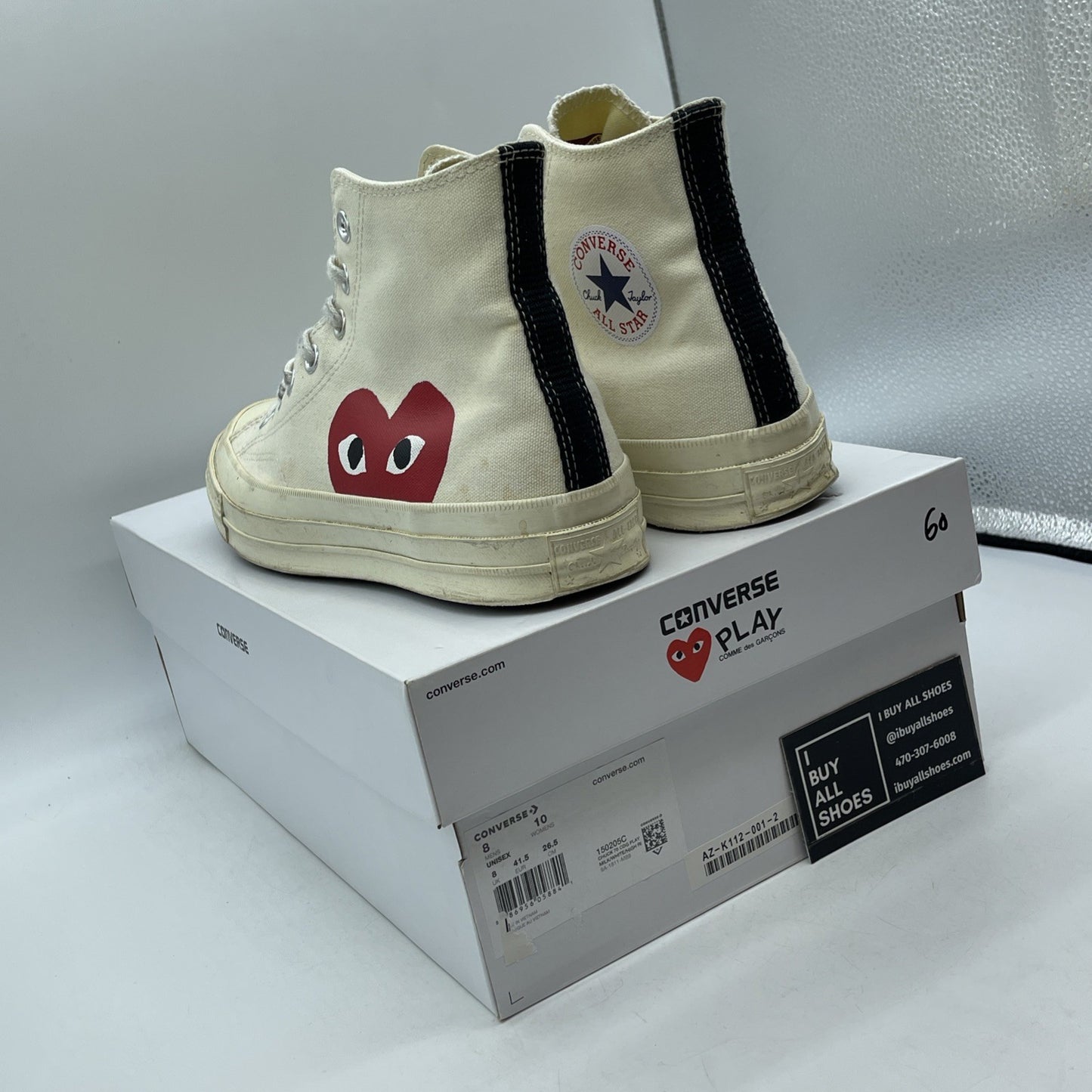 Size 8 - Converse Comme des Garçons Play x Chuck 70 High Milk (150205C)