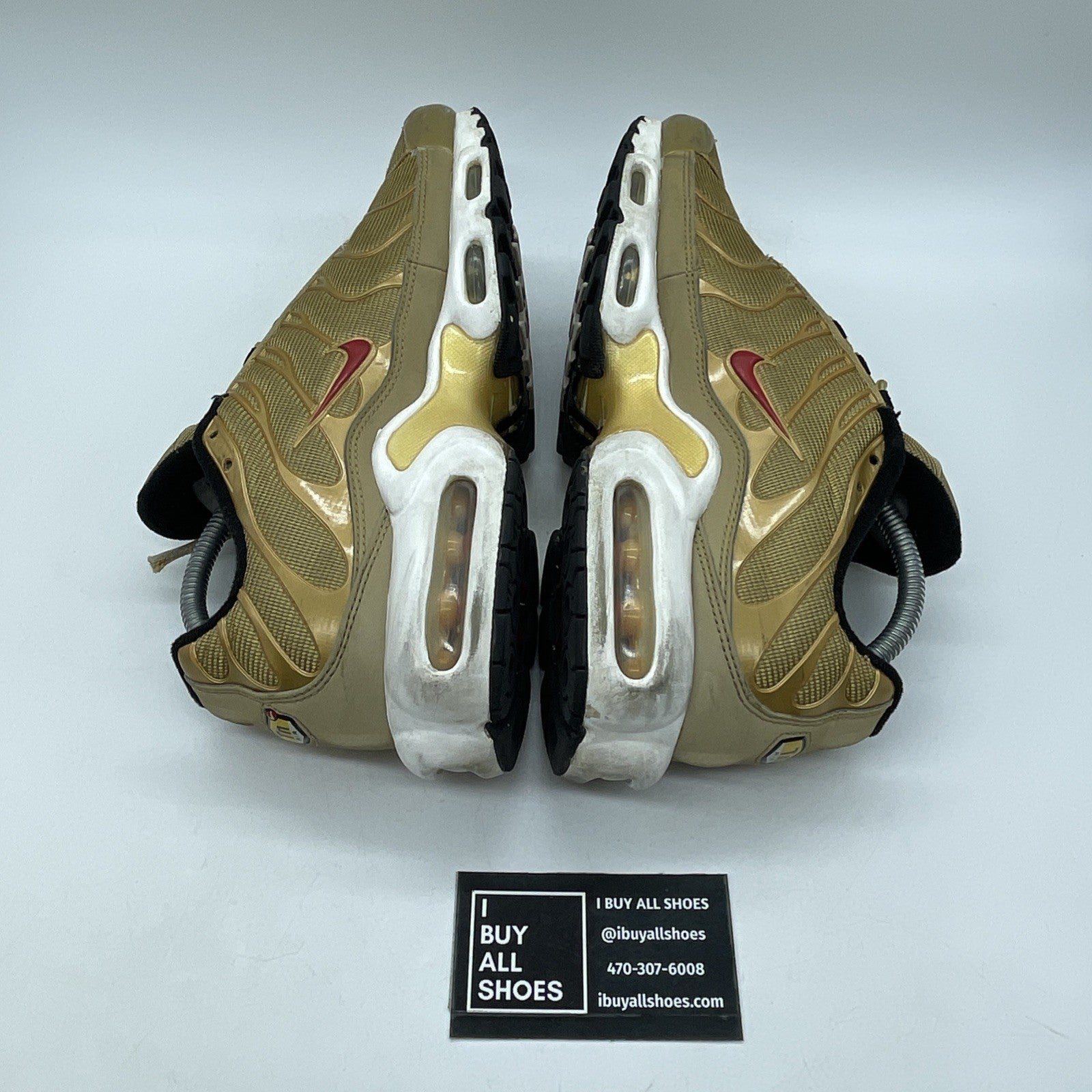 Size 9 - Nike Air Max Plus QS Metallic Gold Red Suede Leather (903827-700)