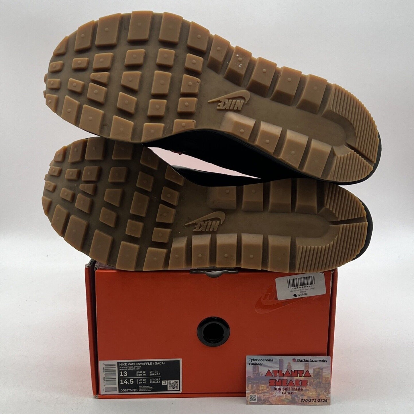 Size 13 - Nike VaporWaffle x Sacai Black Suede Gum (DD1875-001)