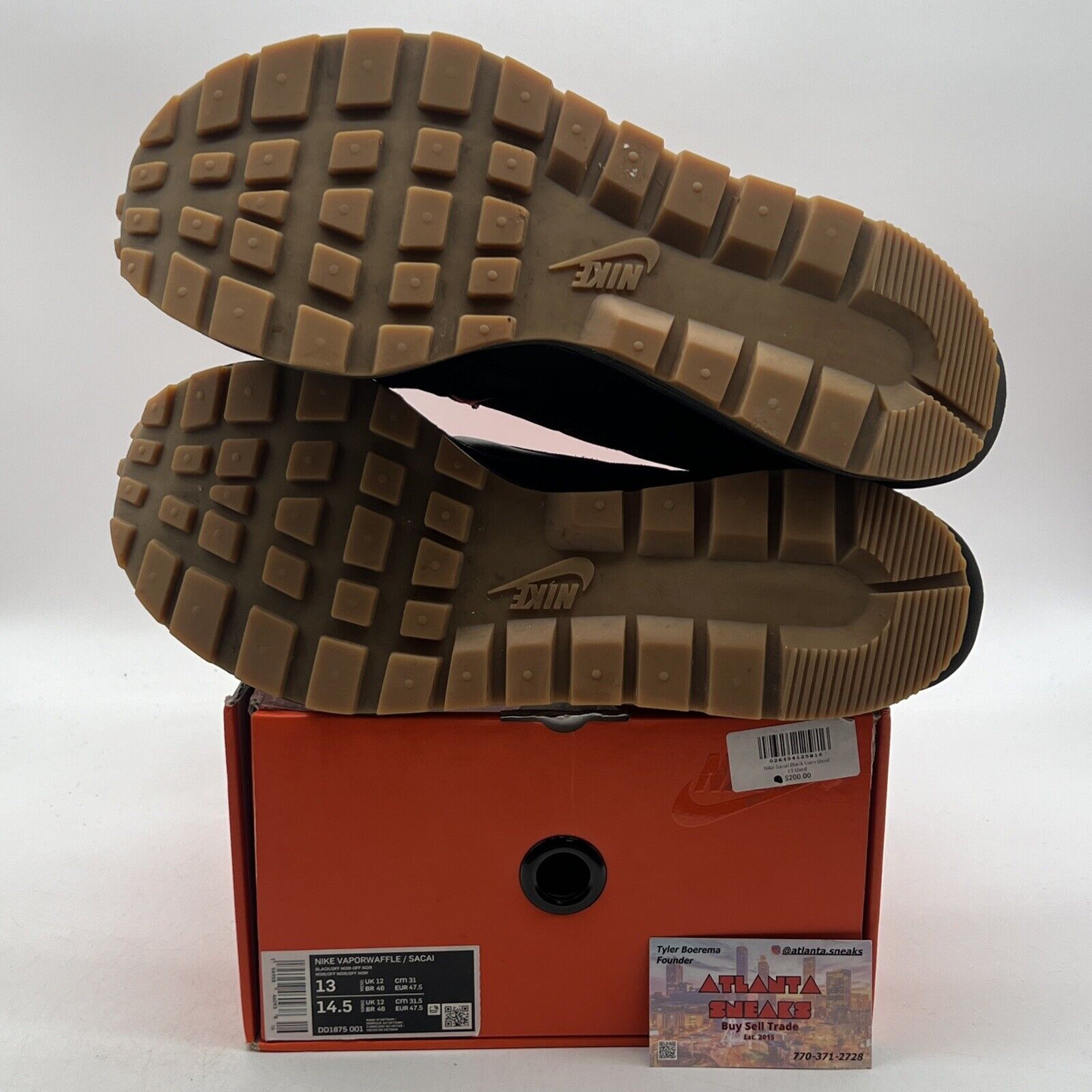 Size 13 - Nike VaporWaffle x Sacai Black Suede Gum (DD1875-001)