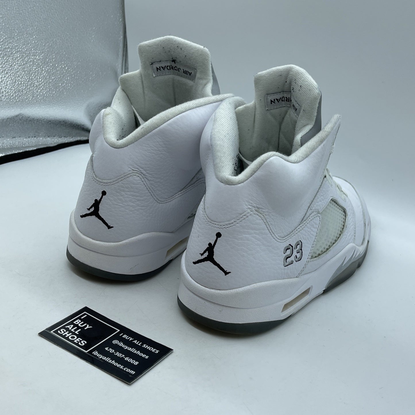 Size 13 - Air Jordan 5 Retro 2015 White Metallic Black Leather (136027-130)