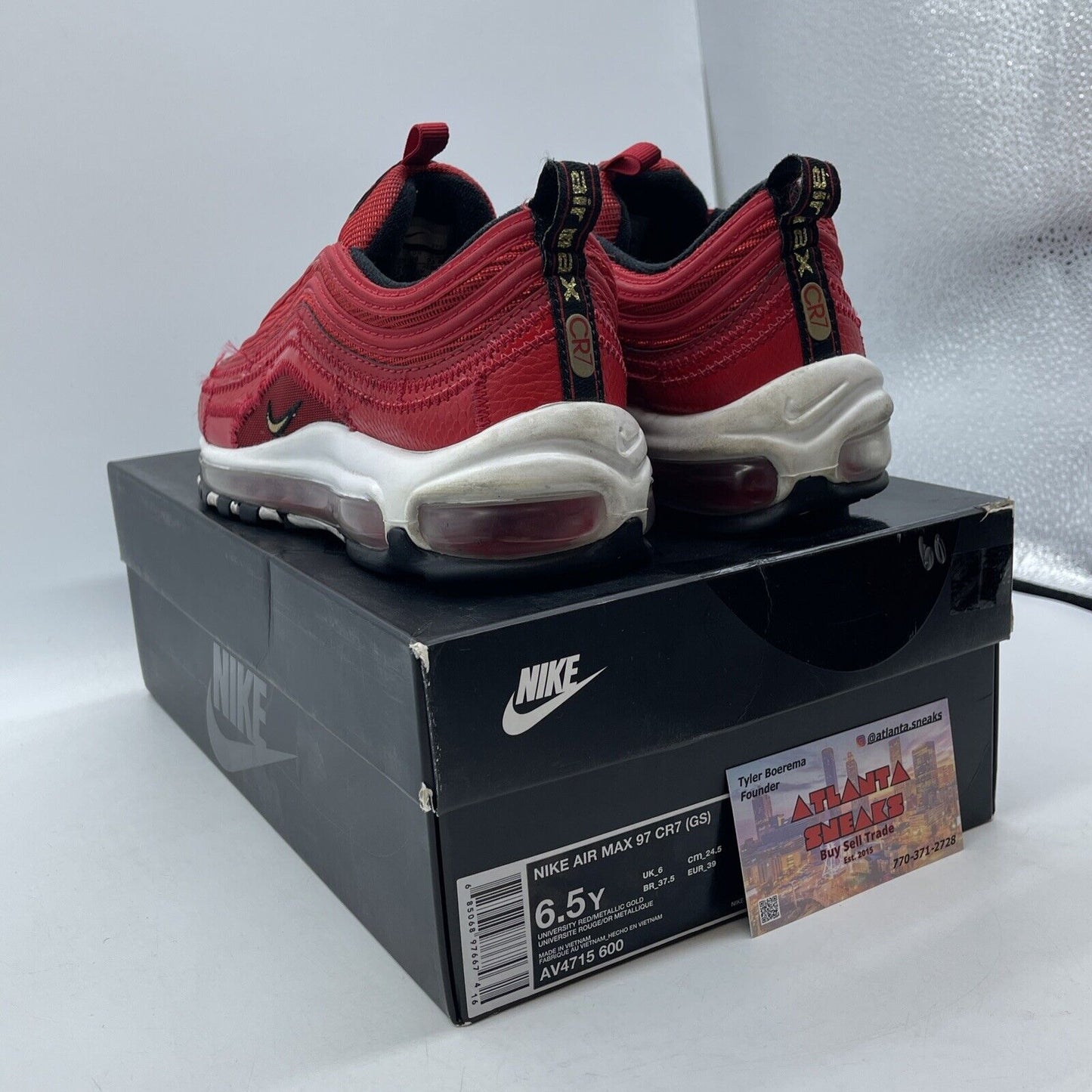 Size 6.5Y - Nike Air Max 97 x CR7 Portugal Patchwork Red White Gold (AV4715-600)