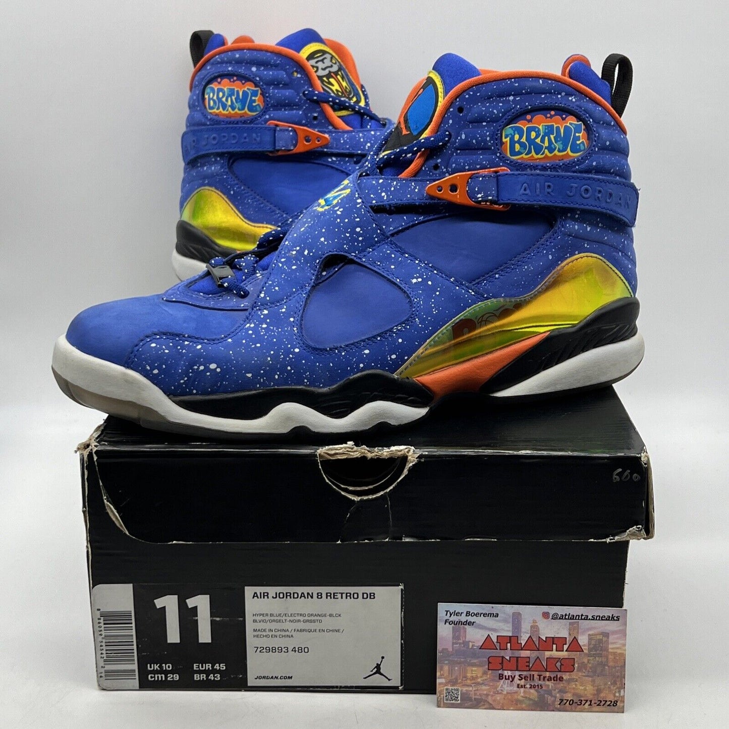 Size 11 - Air Jordan 8 Retro DB Doernbecher Blue Orange Suede (729893-480)