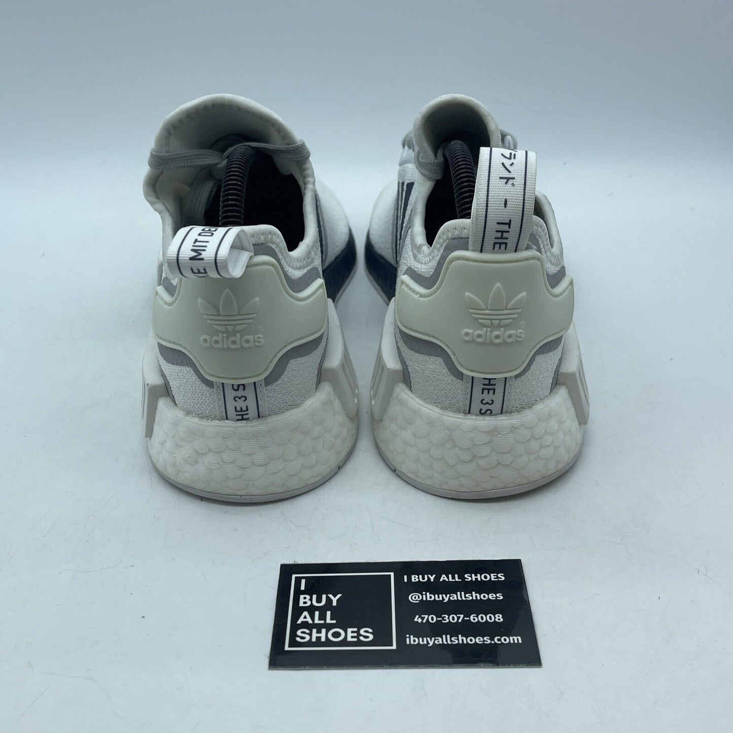 Size 7.5 - adidas NMD_R1 White Crew Navy Blue Grey White Suede (G55576)