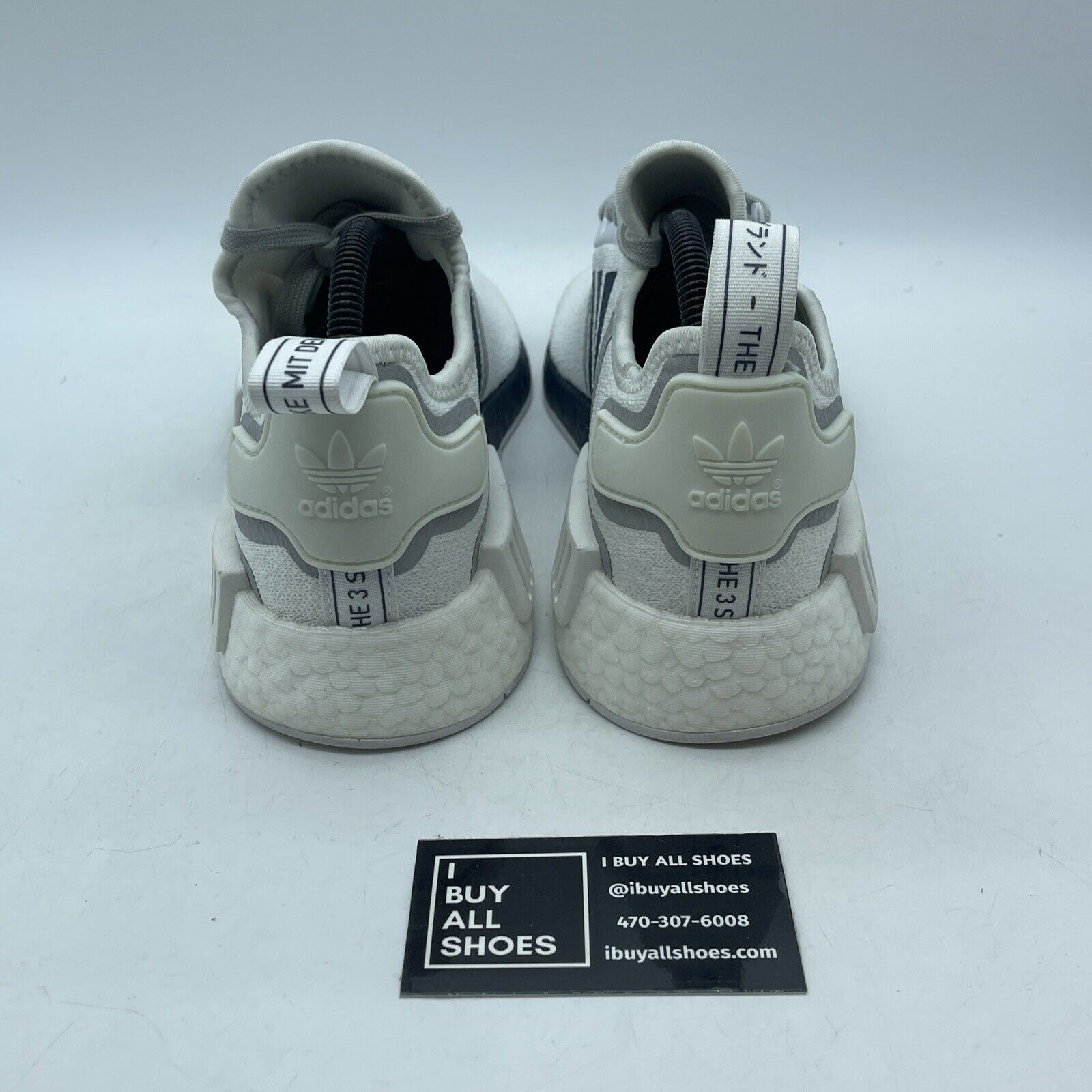 Size 7.5 - adidas NMD_R1 White Crew Navy Blue Grey White Suede (G55576)