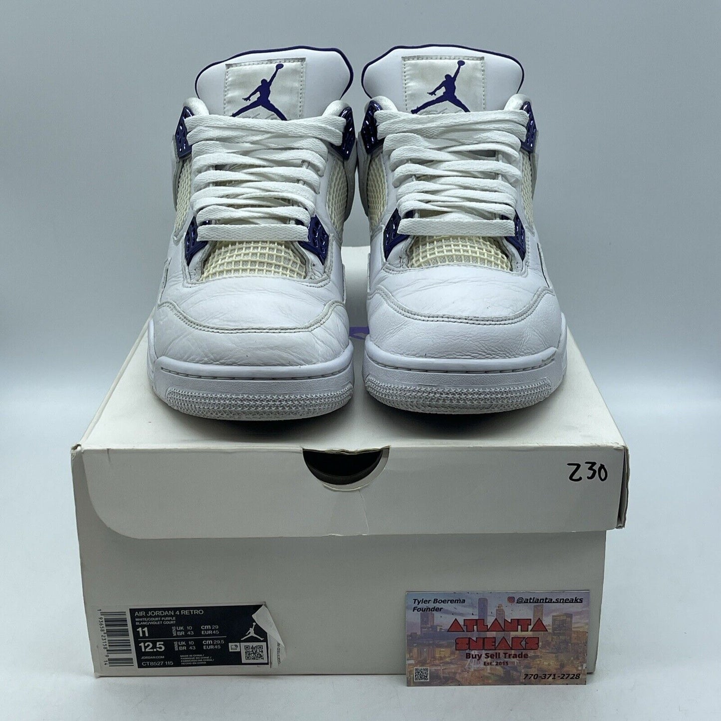 Size 11 - Jordan 4 Retro Mid Purple Metallic White Leather (CT8527-115)