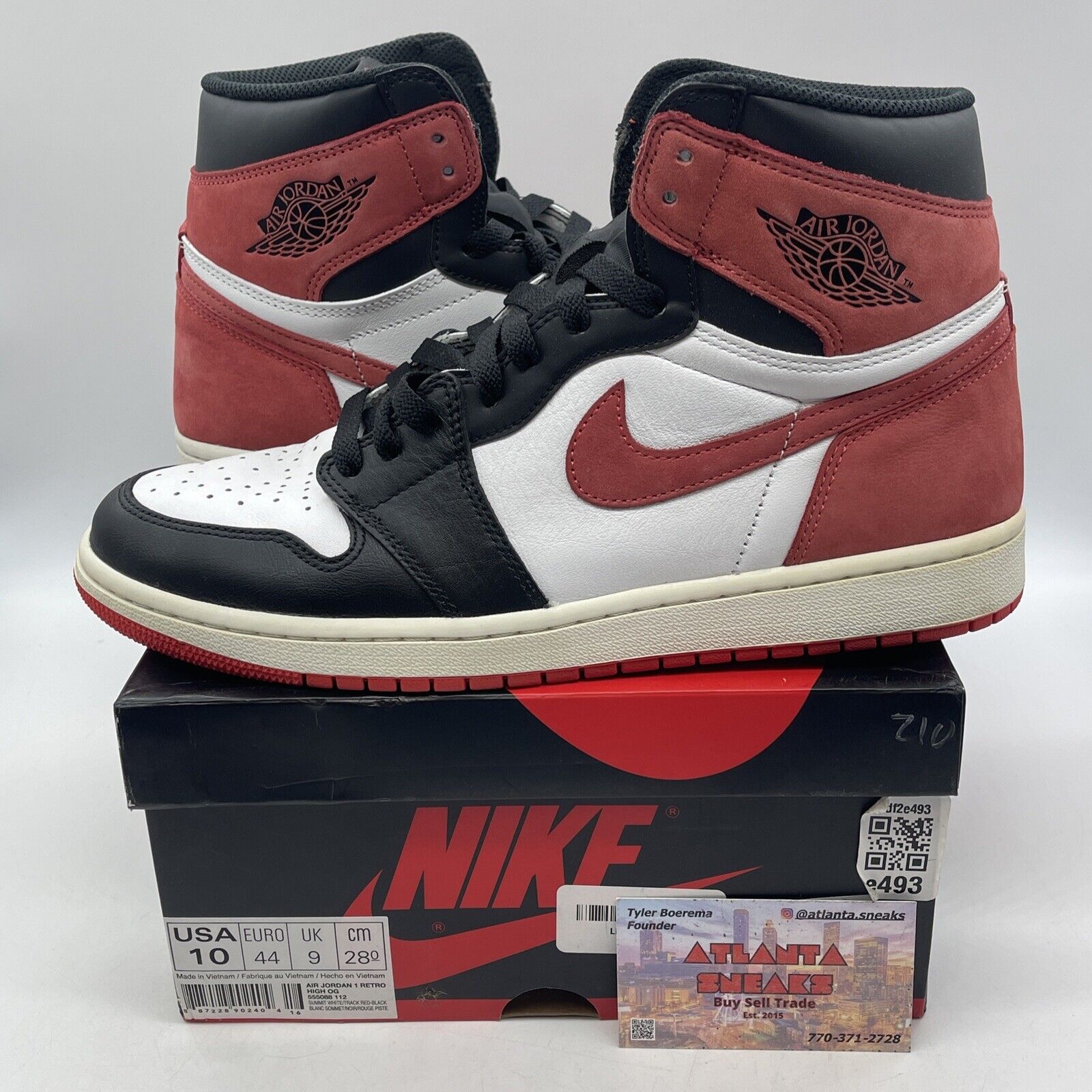 Size 10 - Air Jordan 1 Retro OG High Best Hand in the Game - Track Red Black