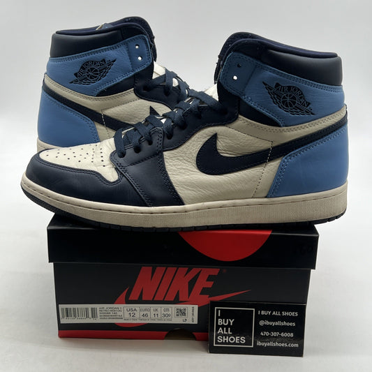 Size 12 - Air Jordan 1 Retro OG High Obsidian UNC 2019 (555088-140)