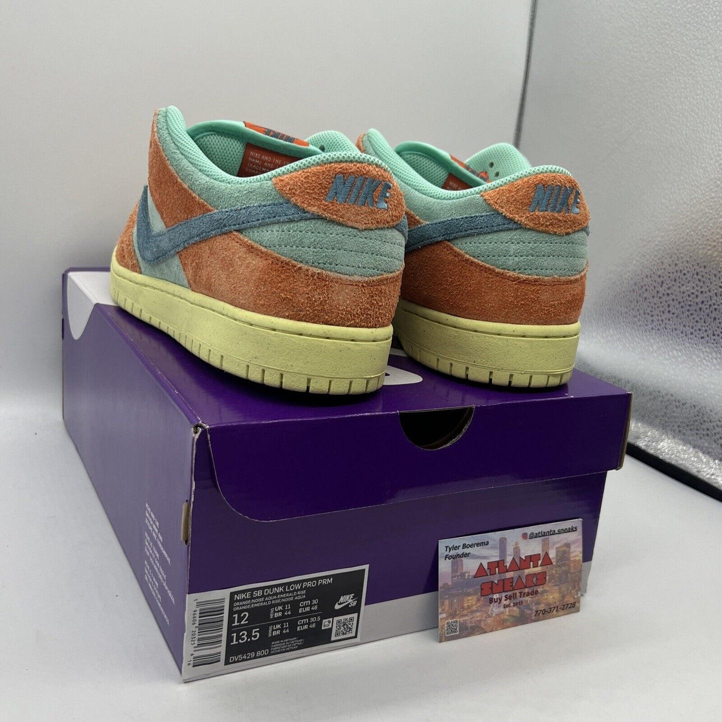 Size 12 - Nike SB Dunk Low Orange Emerald Rise Brand New Og All