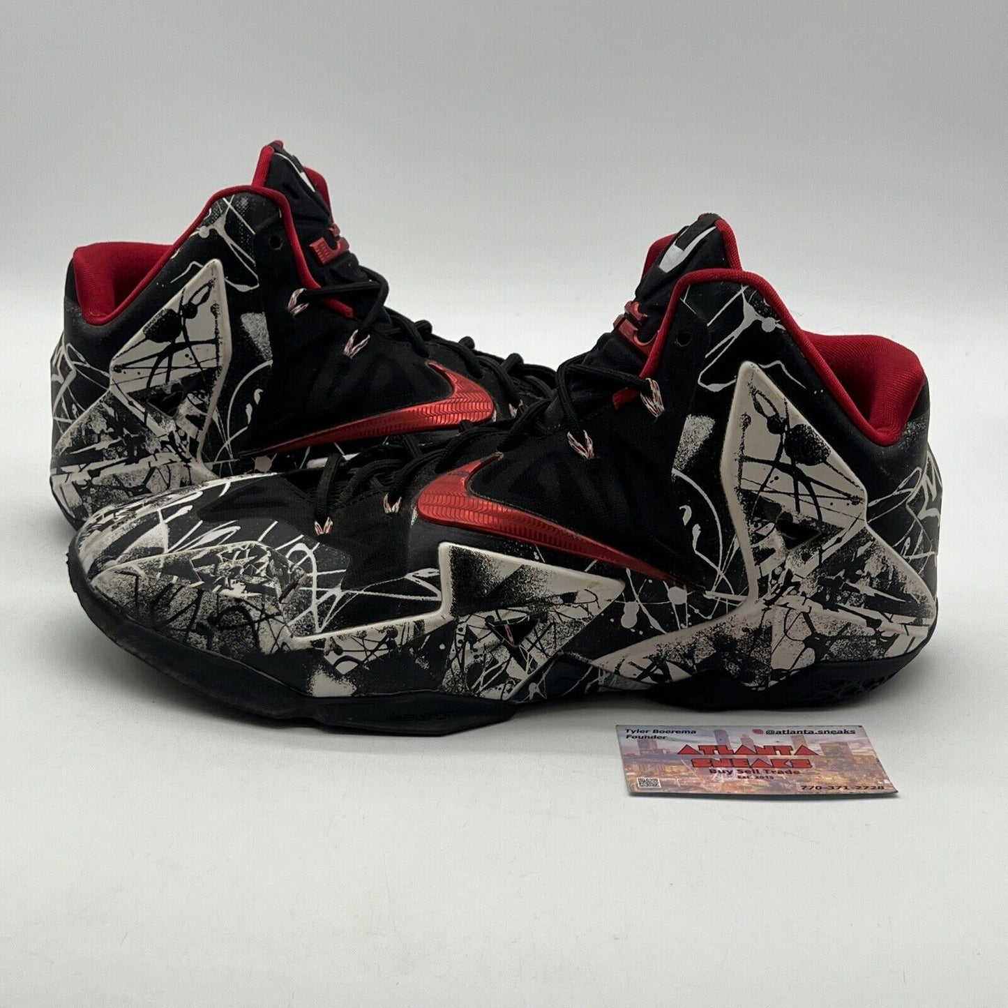 Size 14 - Nike LeBron 11 Graffiti White Black Red (616175-100)